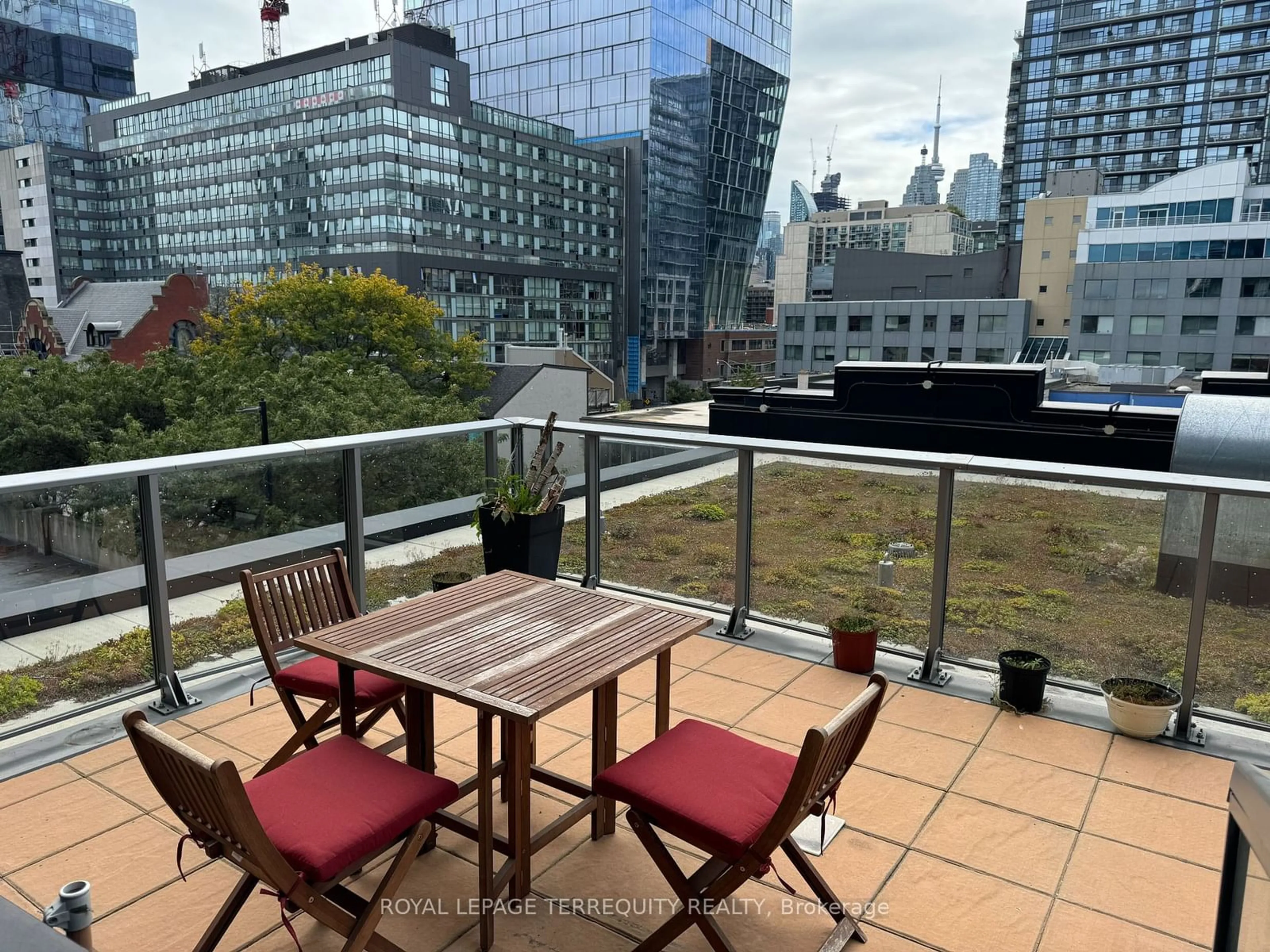 Balcony in the apartment, city buildings view from balcony for 120 Parliament St #421, Toronto Ontario M5A 0N6