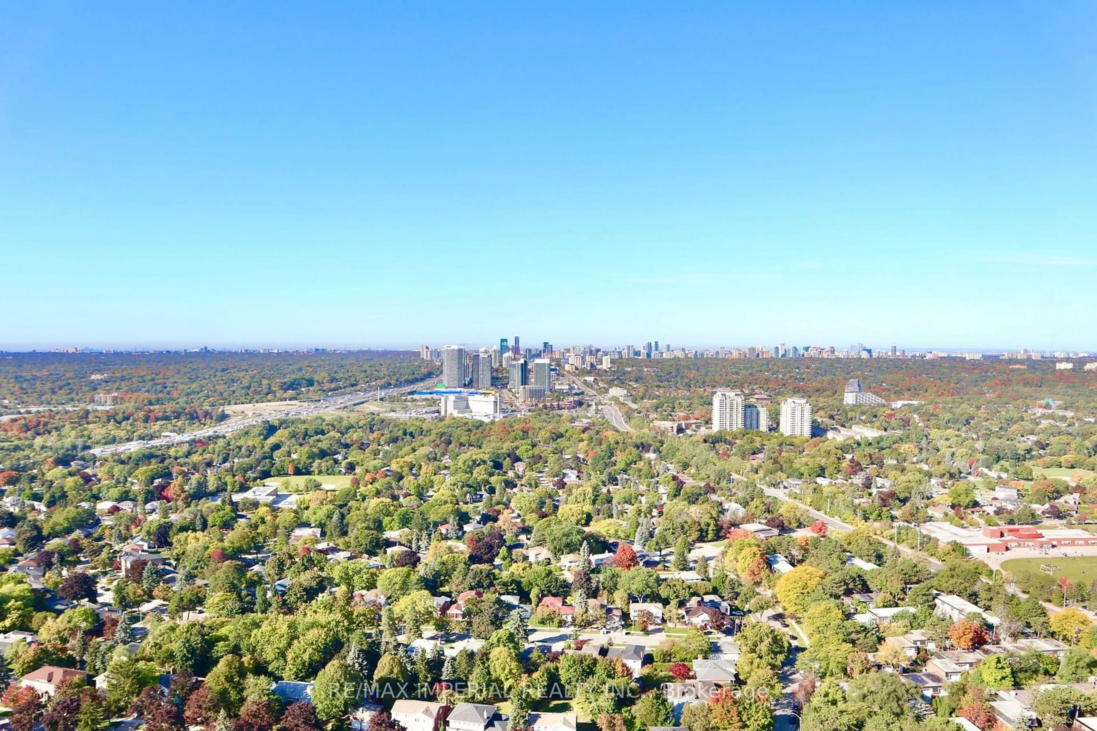 A pic from outside/outdoor area/front of a property/back of a property/a pic from drone, city buildings view from balcony for 56 Forest Manor Rd #PH3307, Toronto Ontario M2J 1M6