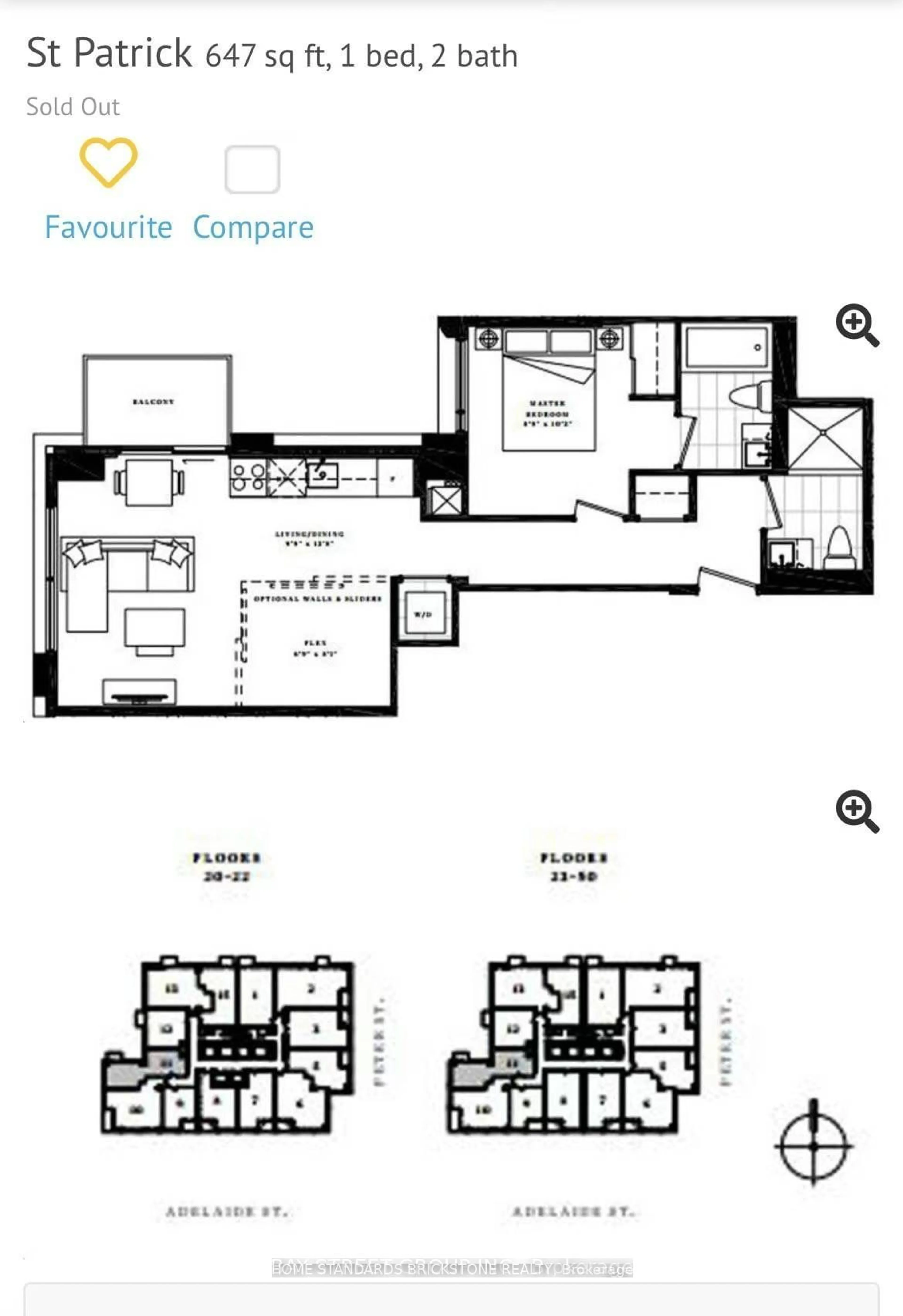 Floor plan for 108 Peter St #2011, Toronto Ontario M5V 0W2