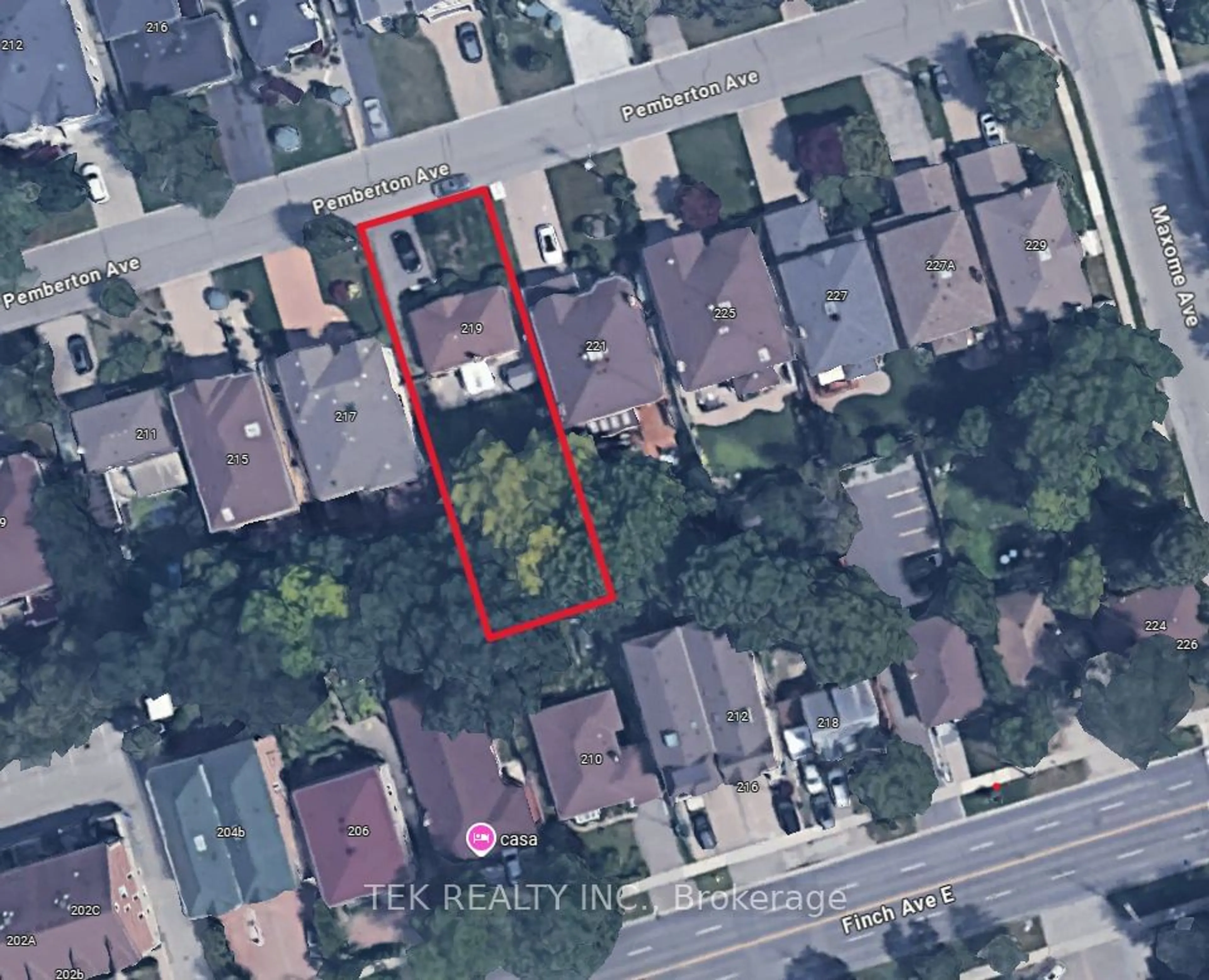 A pic from outside/outdoor area/front of a property/back of a property/a pic from drone, street for 219 Pemberton Ave, Toronto Ontario M2M 1Y9