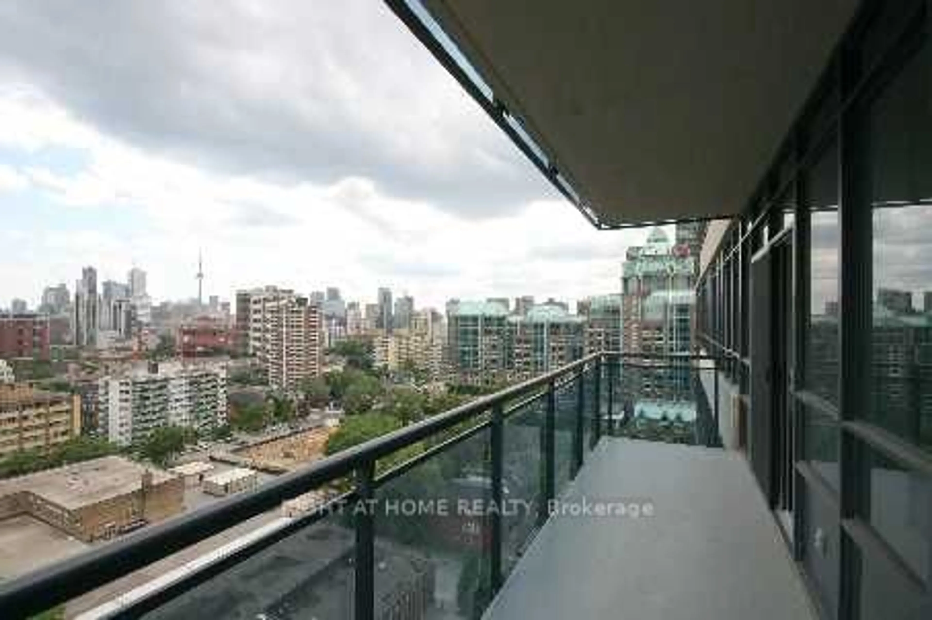 Balcony in the apartment, city buildings view from balcony for 28 Linden St #1405, Toronto Ontario M4Y 1V6