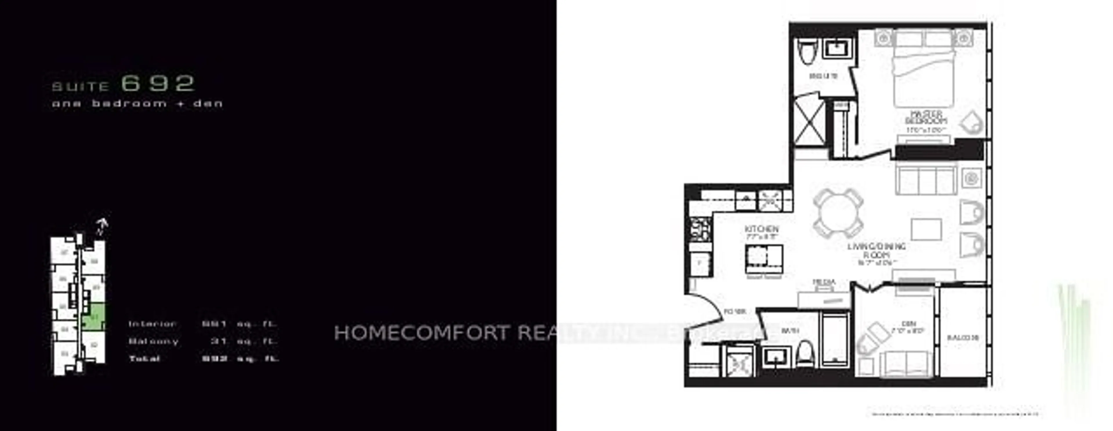 Floor plan for 11 Bogert Ave #1601, Toronto Ontario M2N 1K4