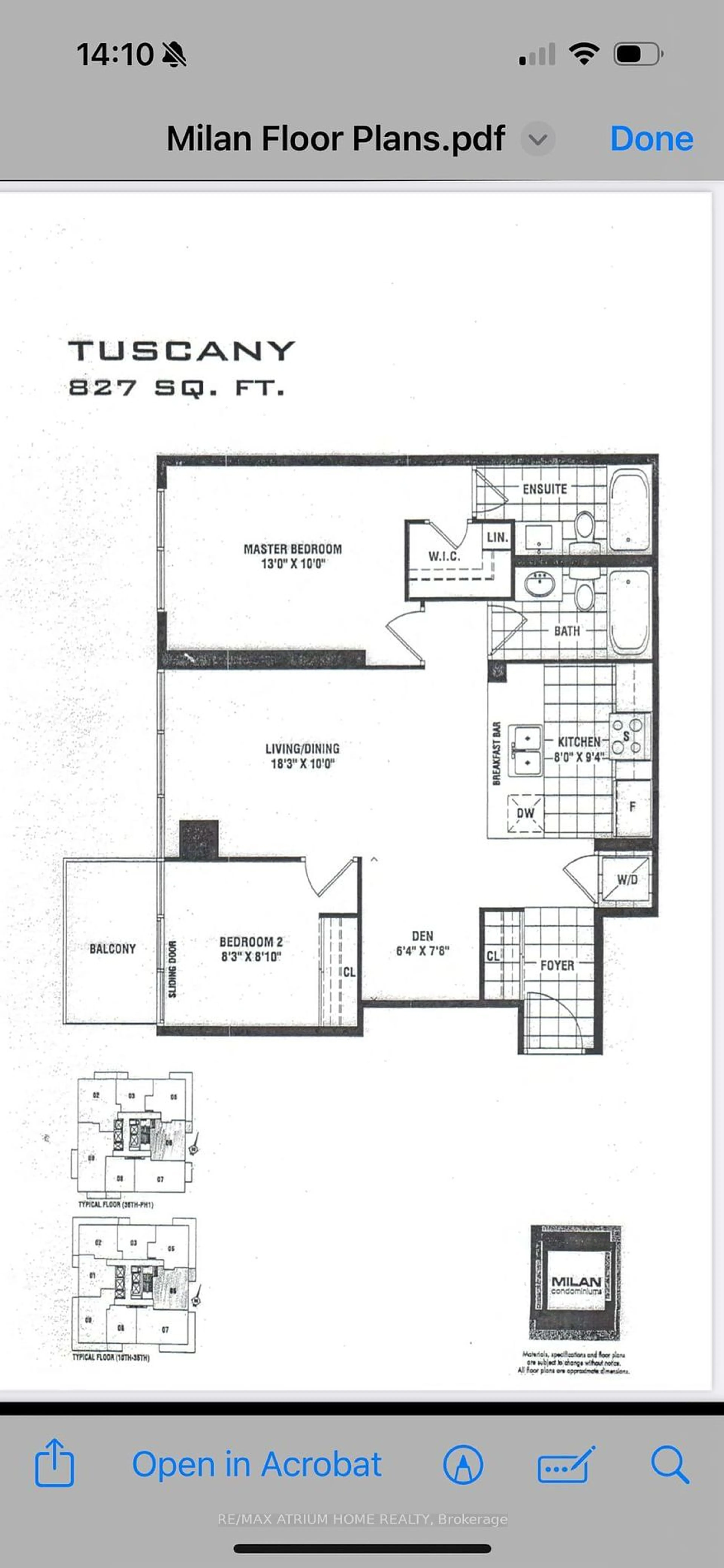 Floor plan for 825 Church St #3106, Toronto Ontario M4W 3Z4