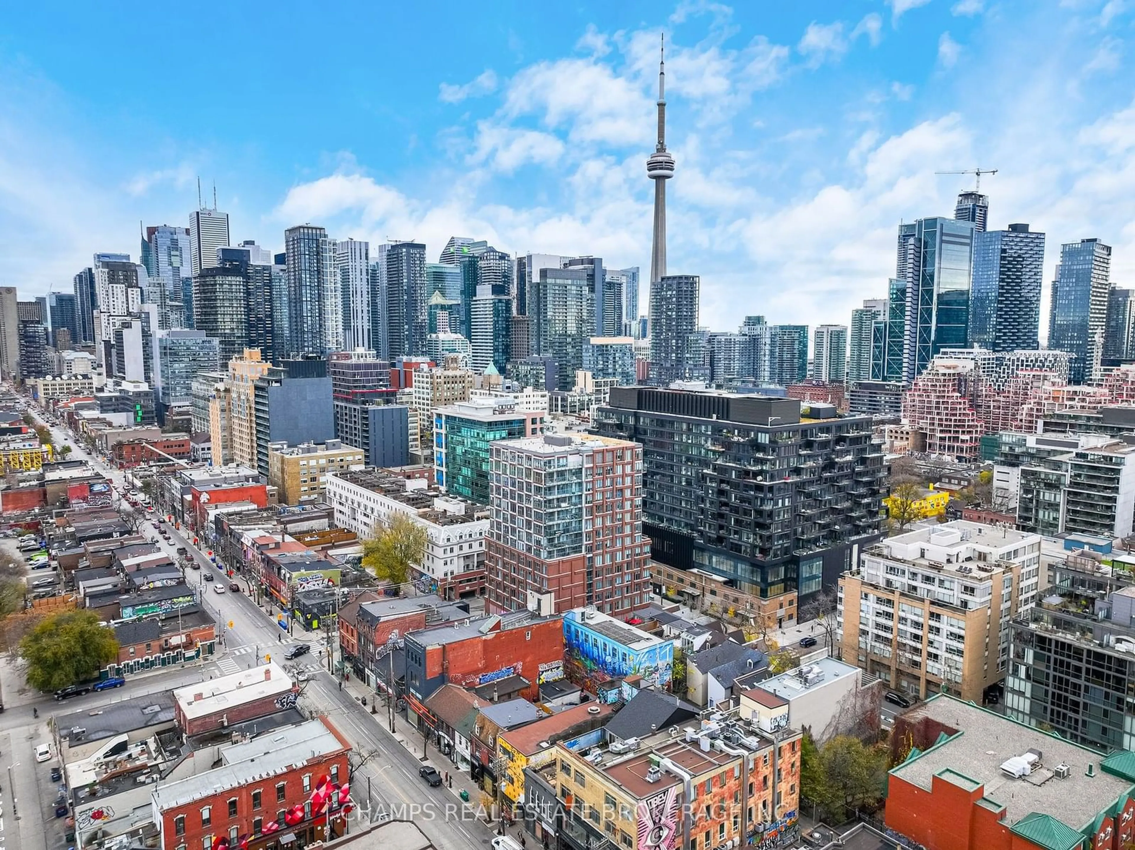 A pic from outside/outdoor area/front of a property/back of a property/a pic from drone, city buildings view from balcony for 2 Augusta Ave, Toronto Ontario M5V 0T3