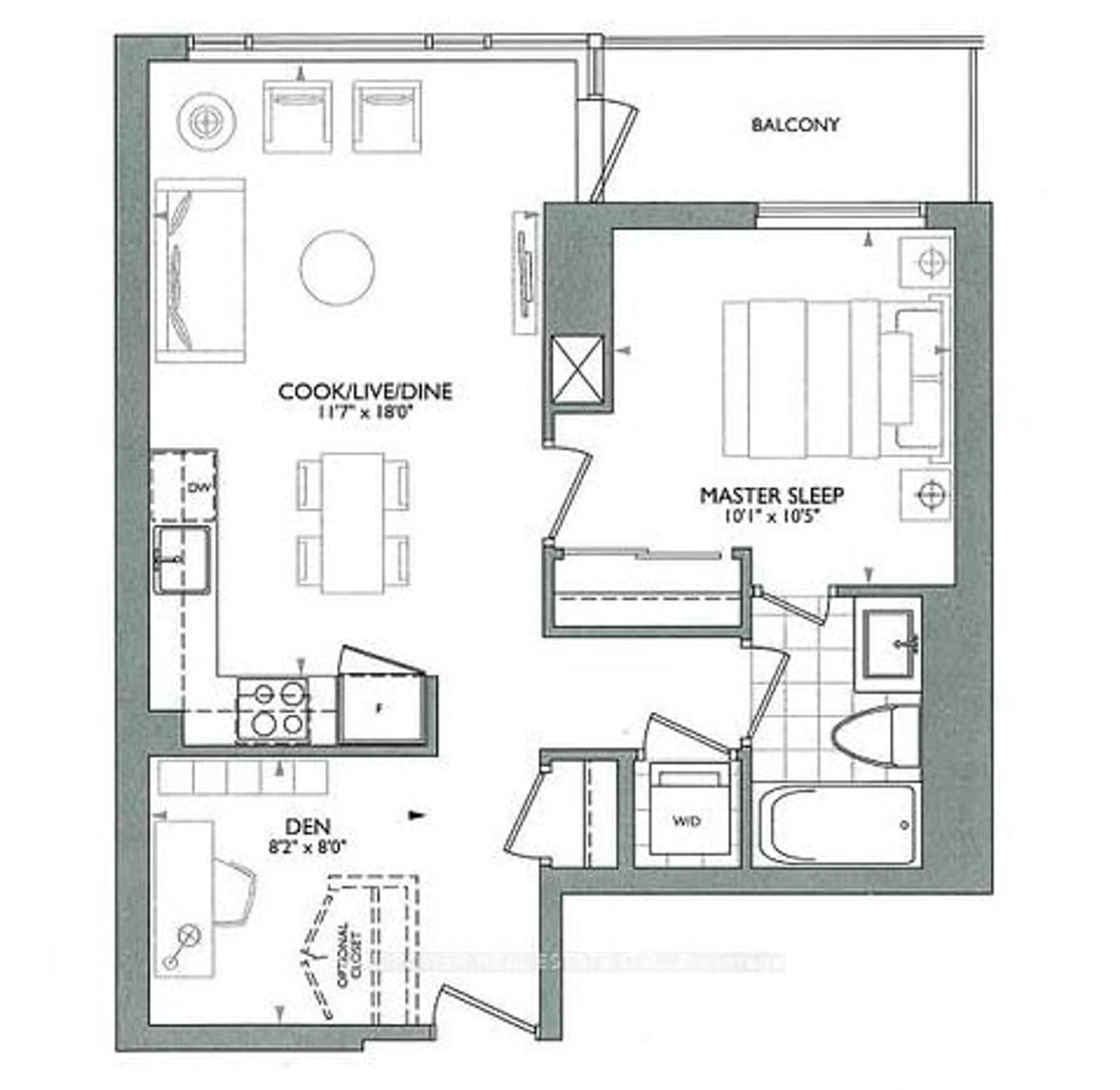 Floor plan for 98 Lillian St #718, Toronto Ontario M4S 0A5