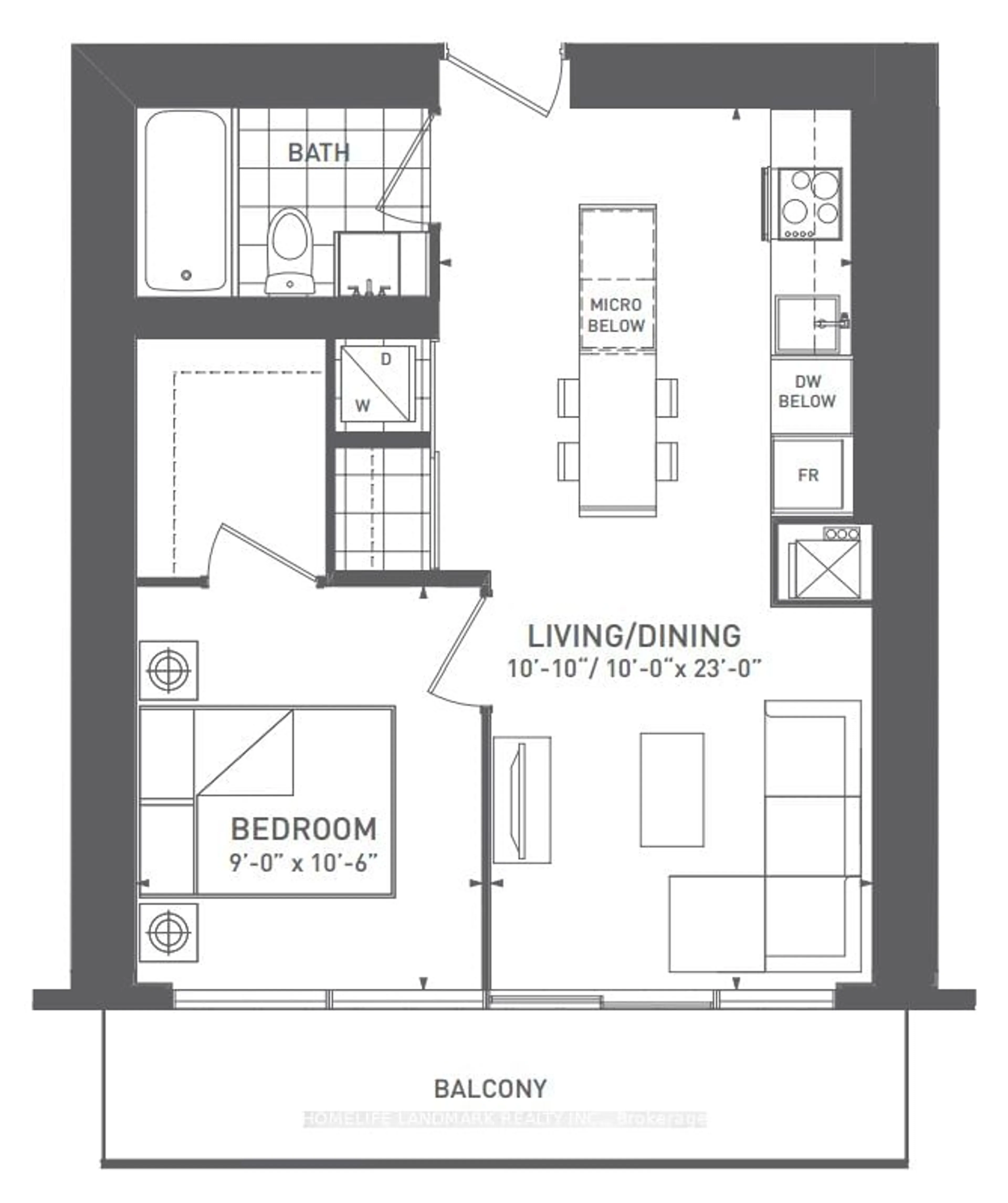 Floor plan for 88 Harbour St #6509, Toronto Ontario M7A 2S1