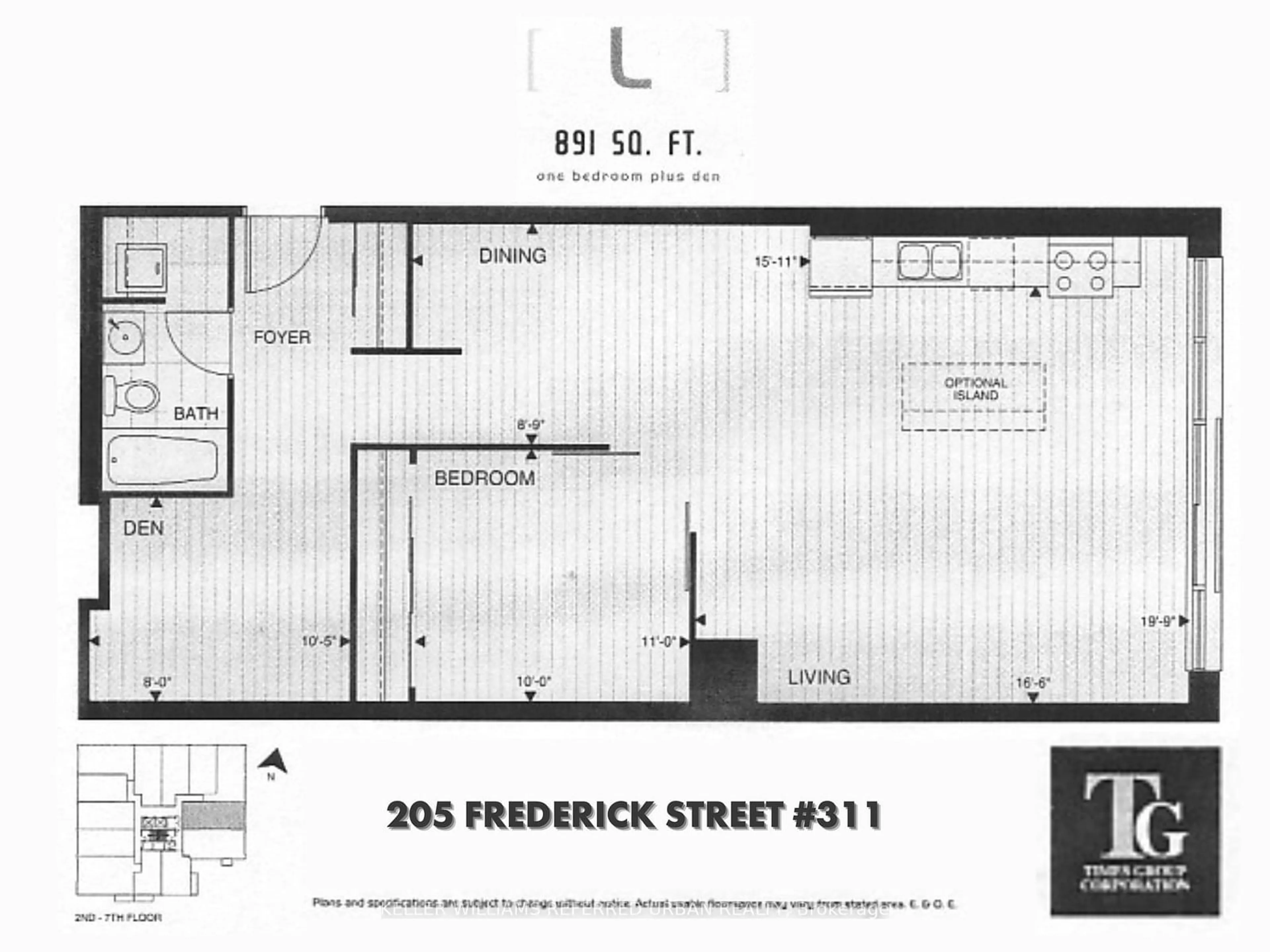 Floor plan for 205 Frederick St #311, Toronto Ontario M5A 4V3