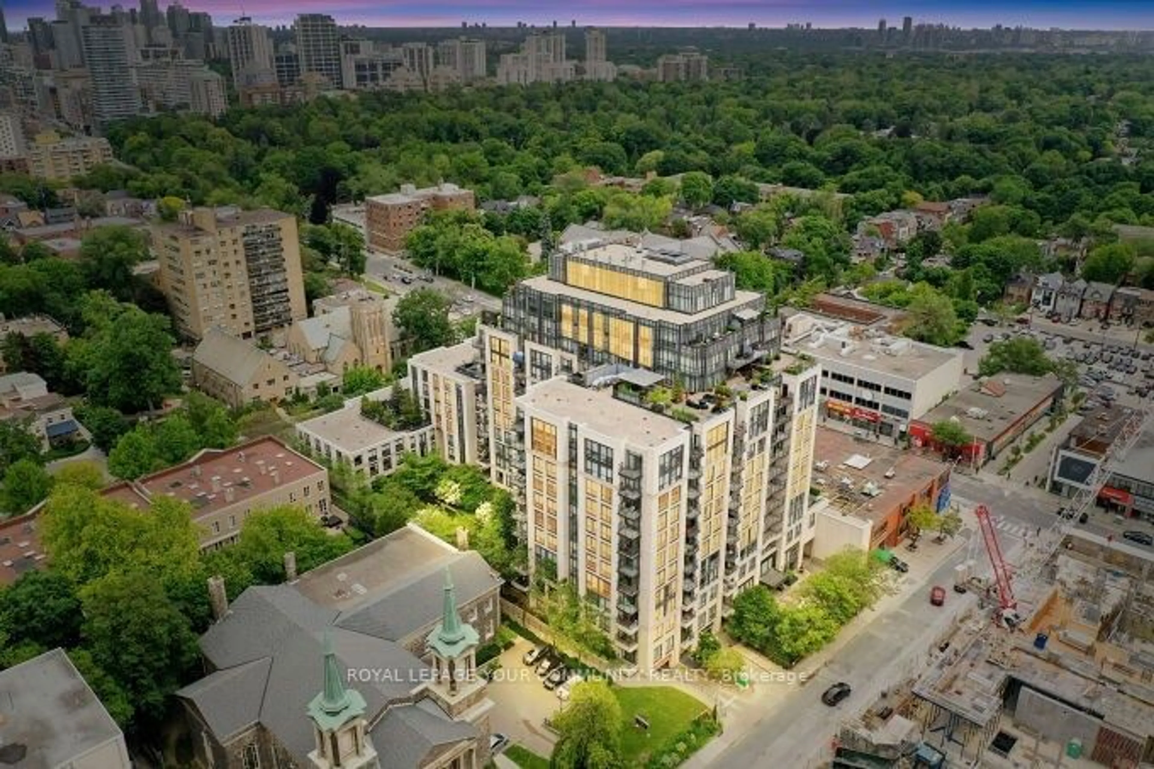 A pic from outside/outdoor area/front of a property/back of a property/a pic from drone, city buildings view from balcony for 10 Delisle Ave #807, Toronto Ontario M4V 3C6