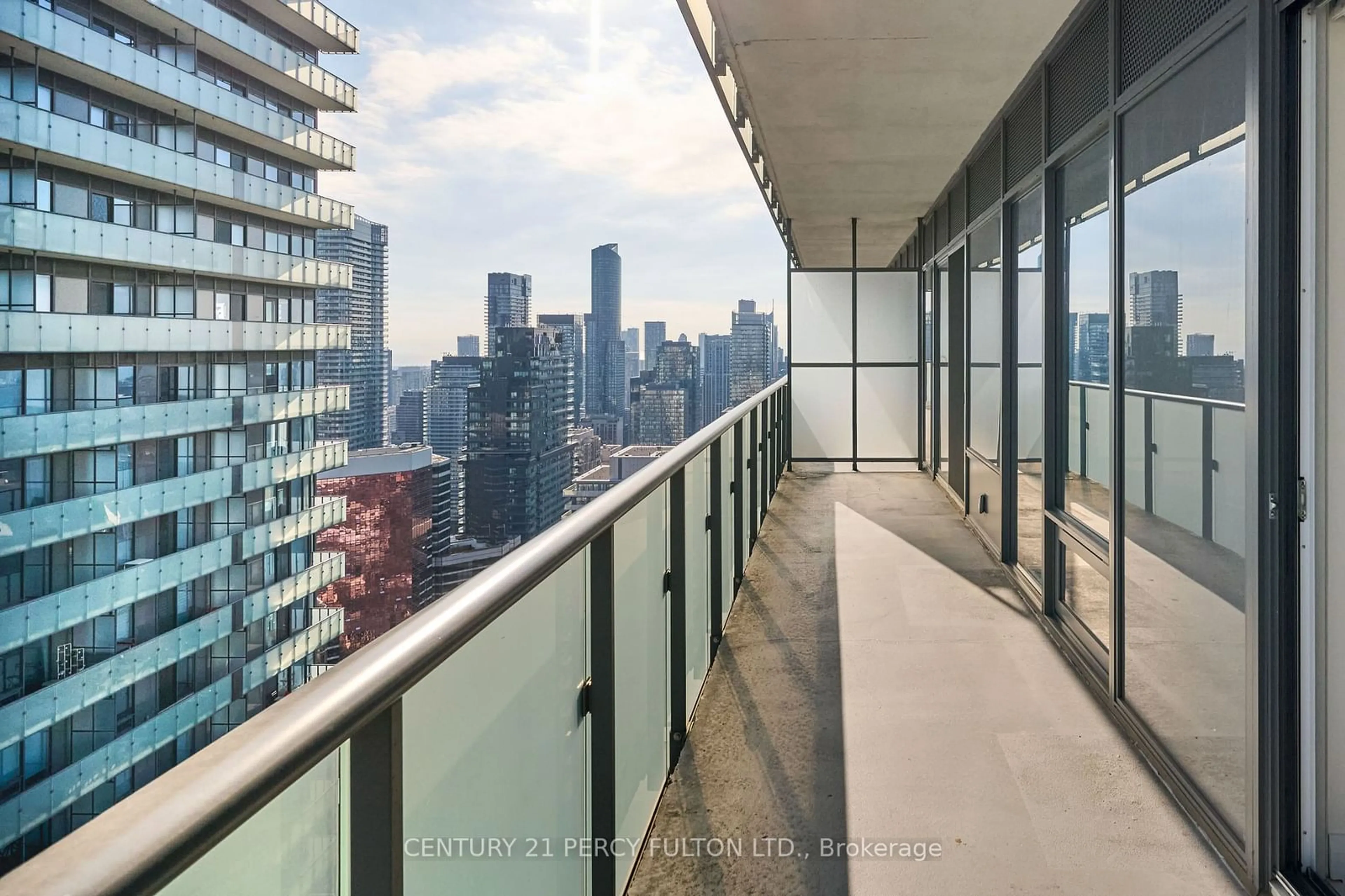 Balcony in the apartment, city buildings view from balcony for 65 St Mary St #4309, Toronto Ontario M5S 0A6