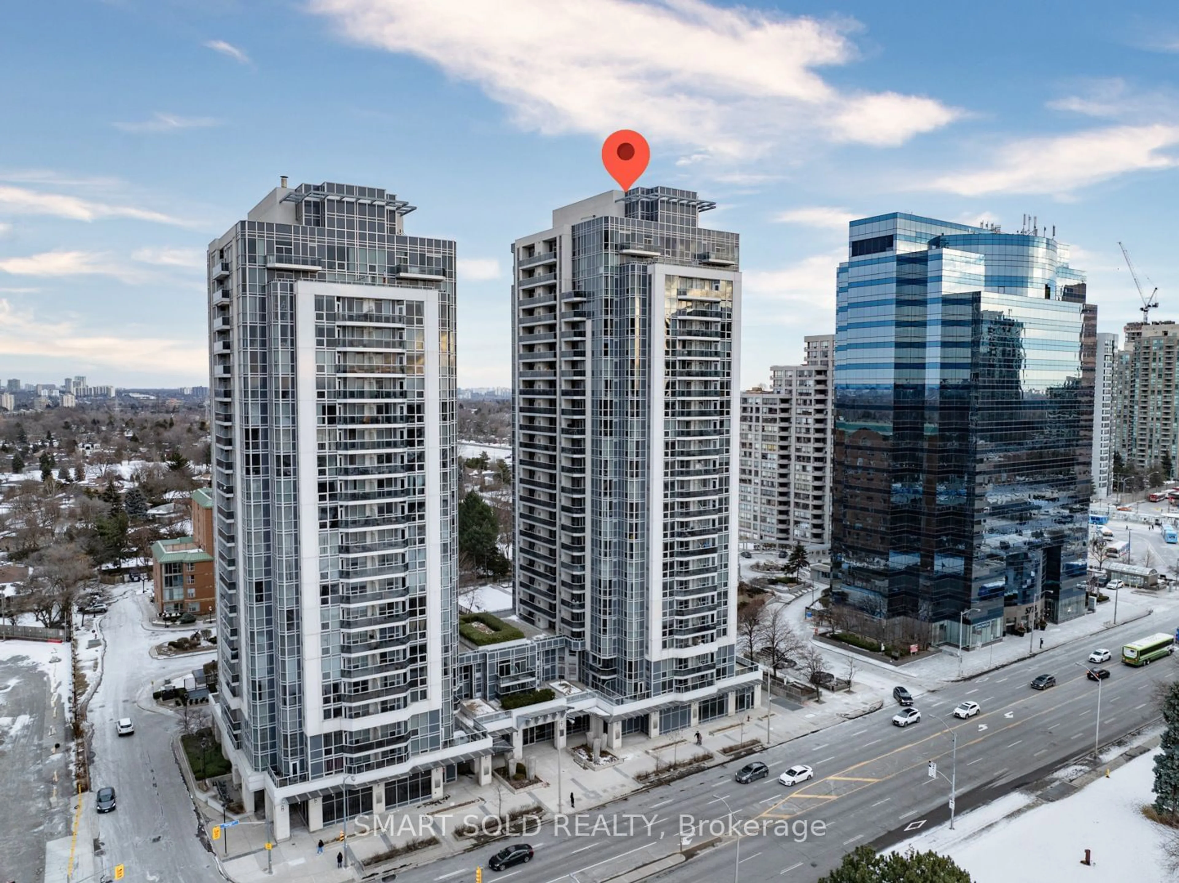 A pic from outside/outdoor area/front of a property/back of a property/a pic from drone, city buildings view from balcony for 5791 Yonge St #2608, Toronto Ontario M2M 0A8