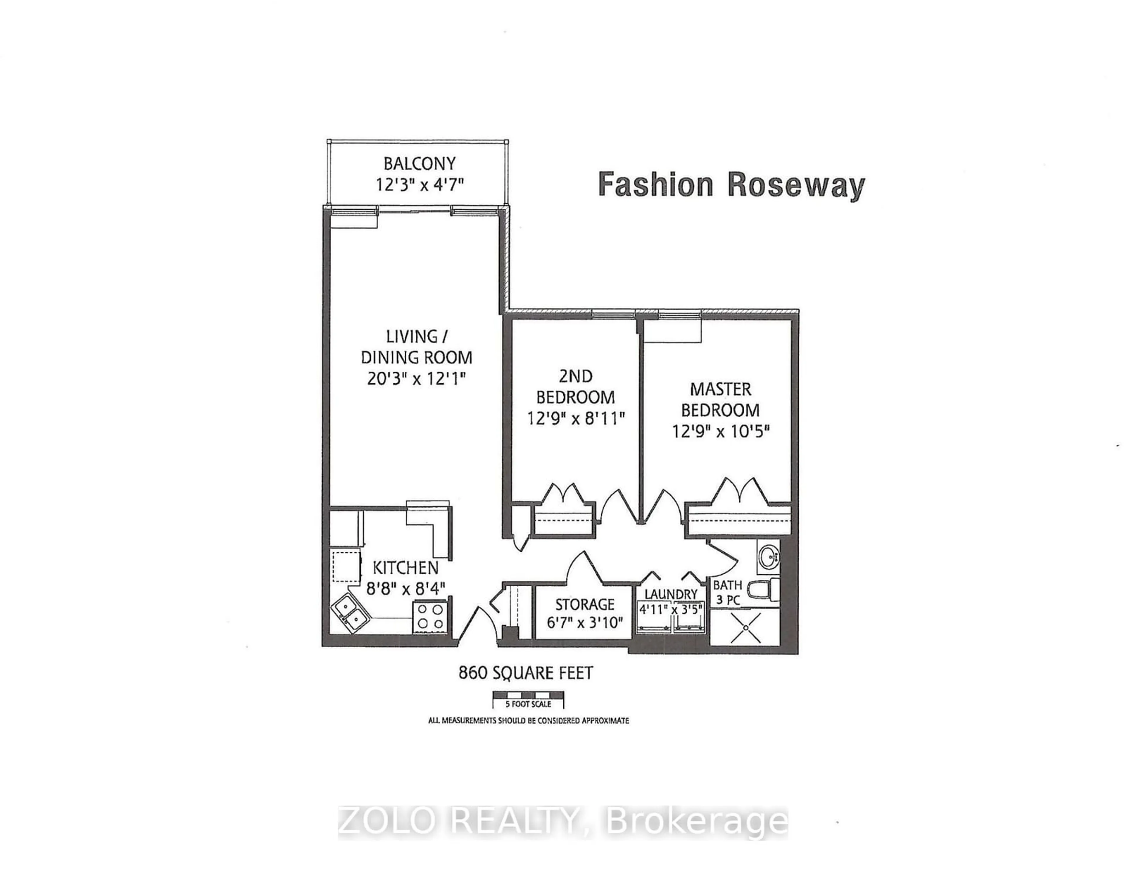 Floor plan for 20 Fashion Roseway #516, Toronto Ontario M2N 6B5