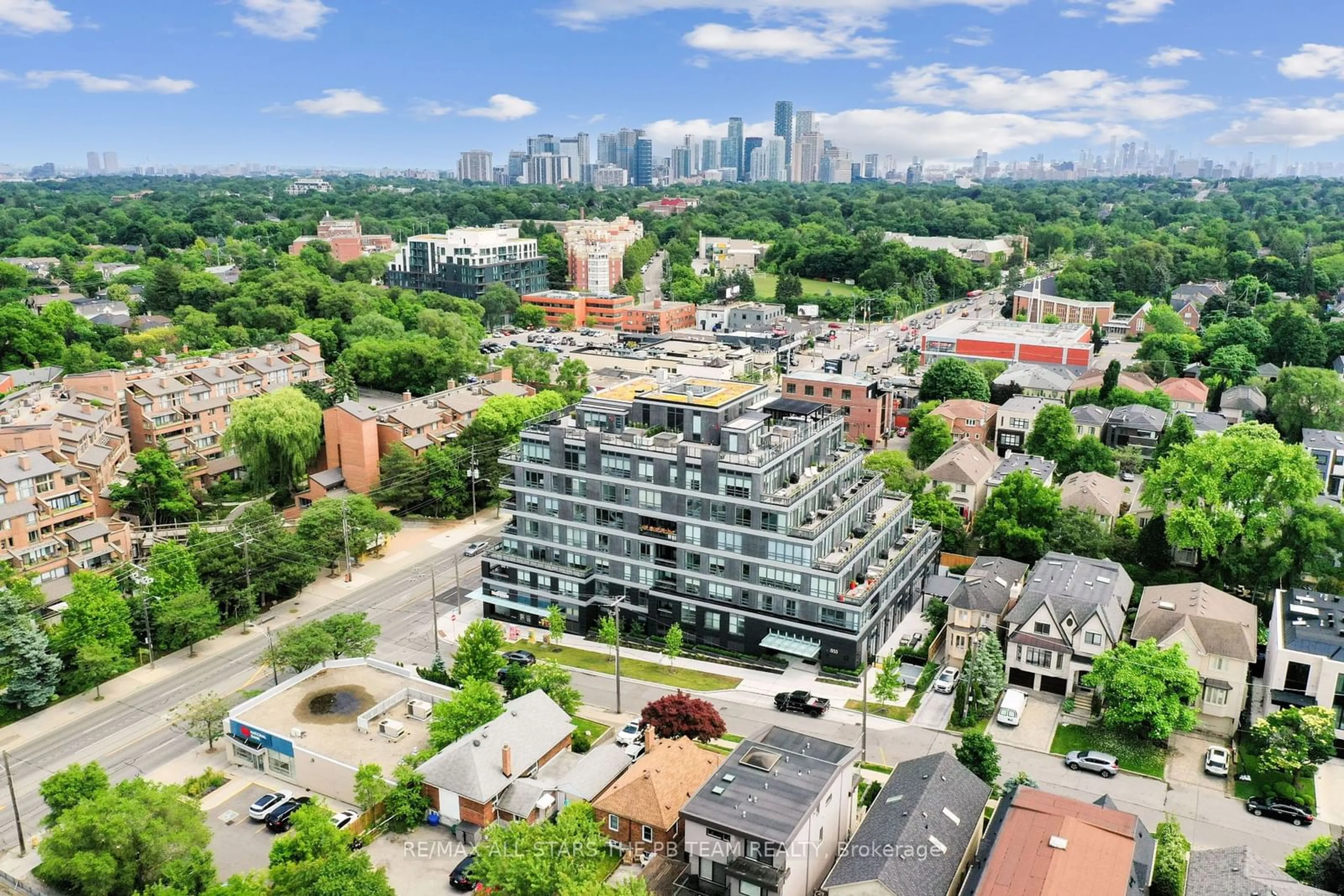 A pic from outside/outdoor area/front of a property/back of a property/a pic from drone, city buildings view from balcony for 355 Bedford Park Ave #201, Toronto Ontario M5M 0A5