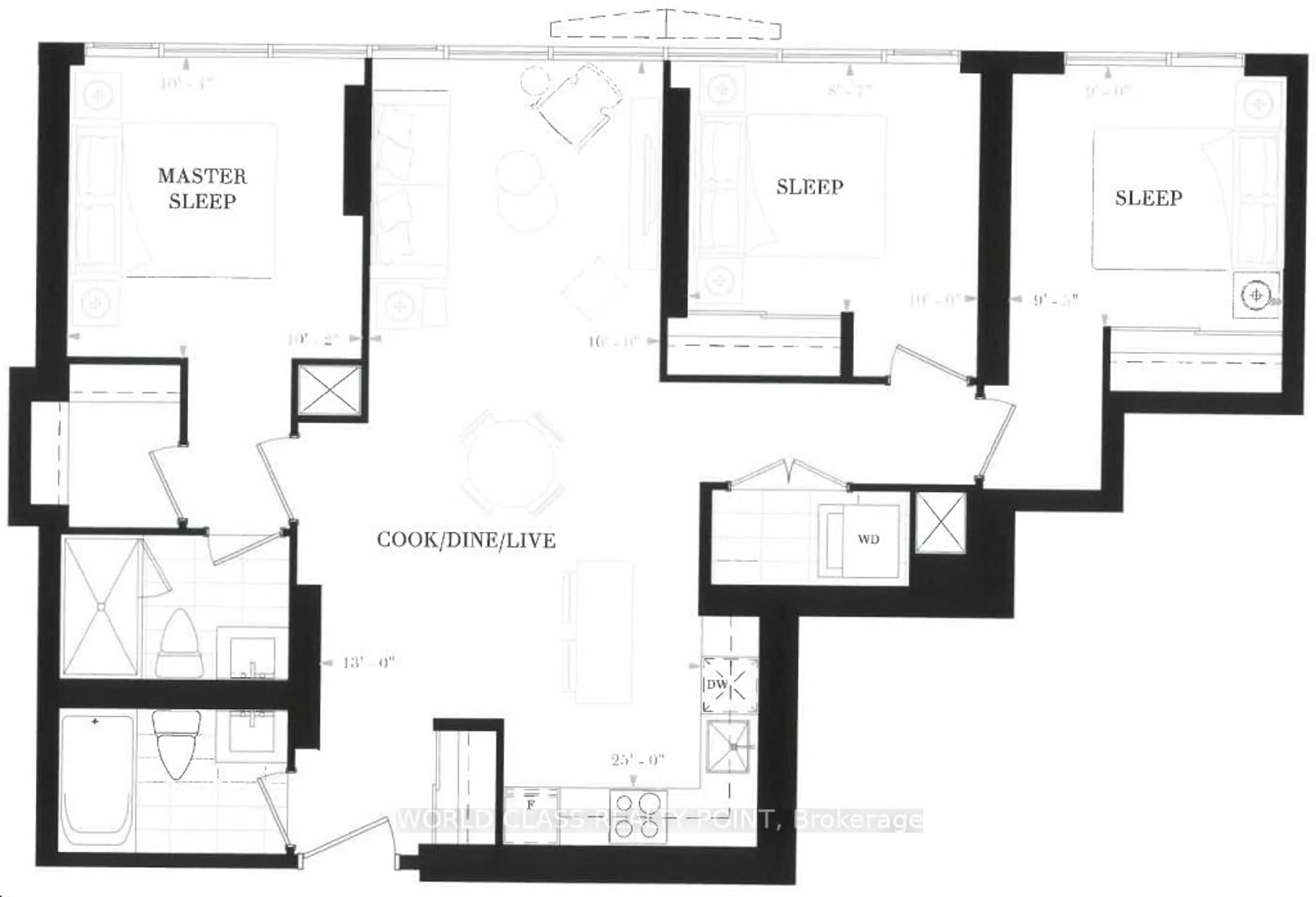 Floor plan for 15 Mercer St #4004, Toronto Ontario M1P 5C5