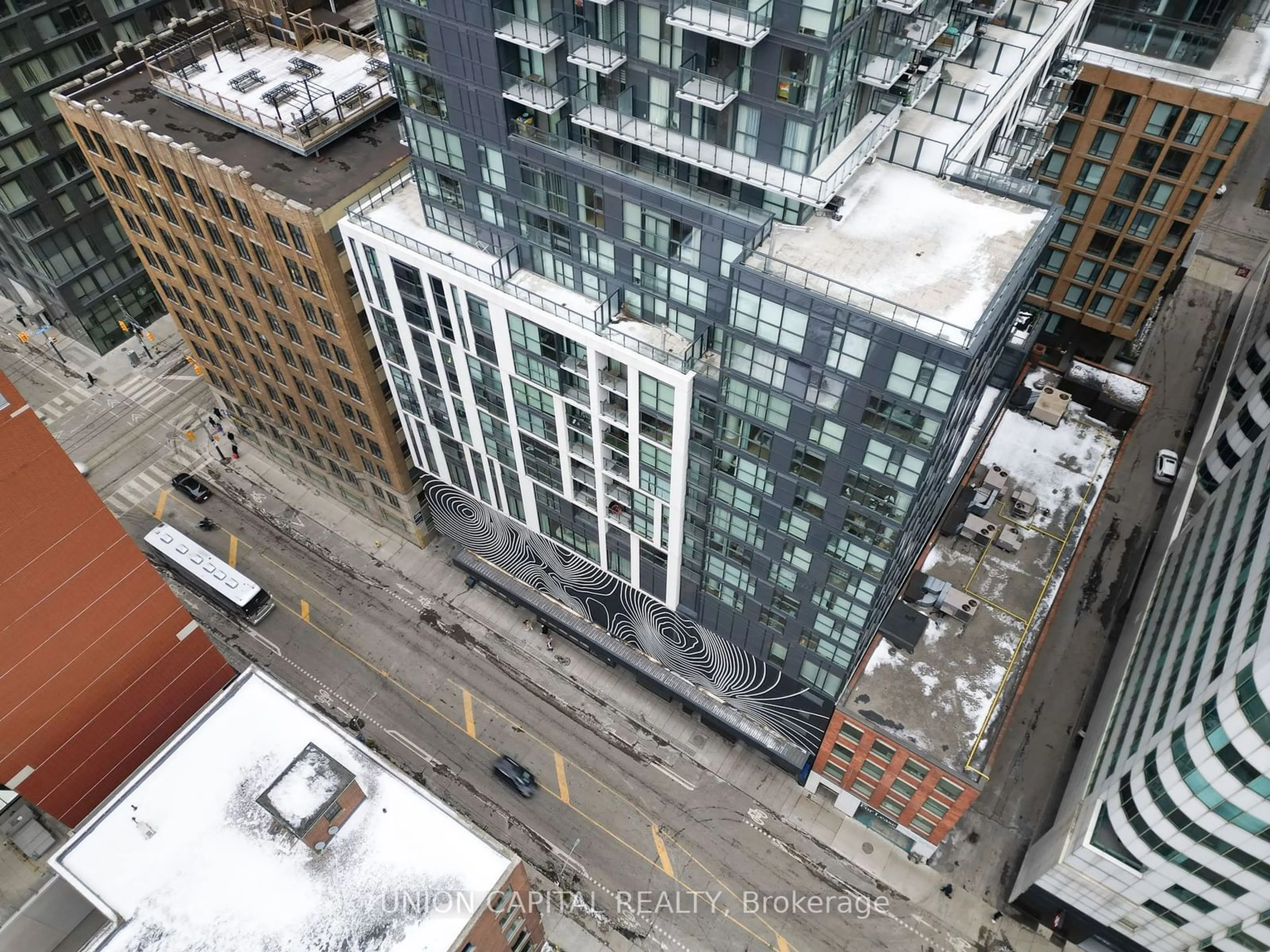 A pic from outside/outdoor area/front of a property/back of a property/a pic from drone, city buildings view from balcony for 87 Peter St #3703, Toronto Ontario M5V 0P1