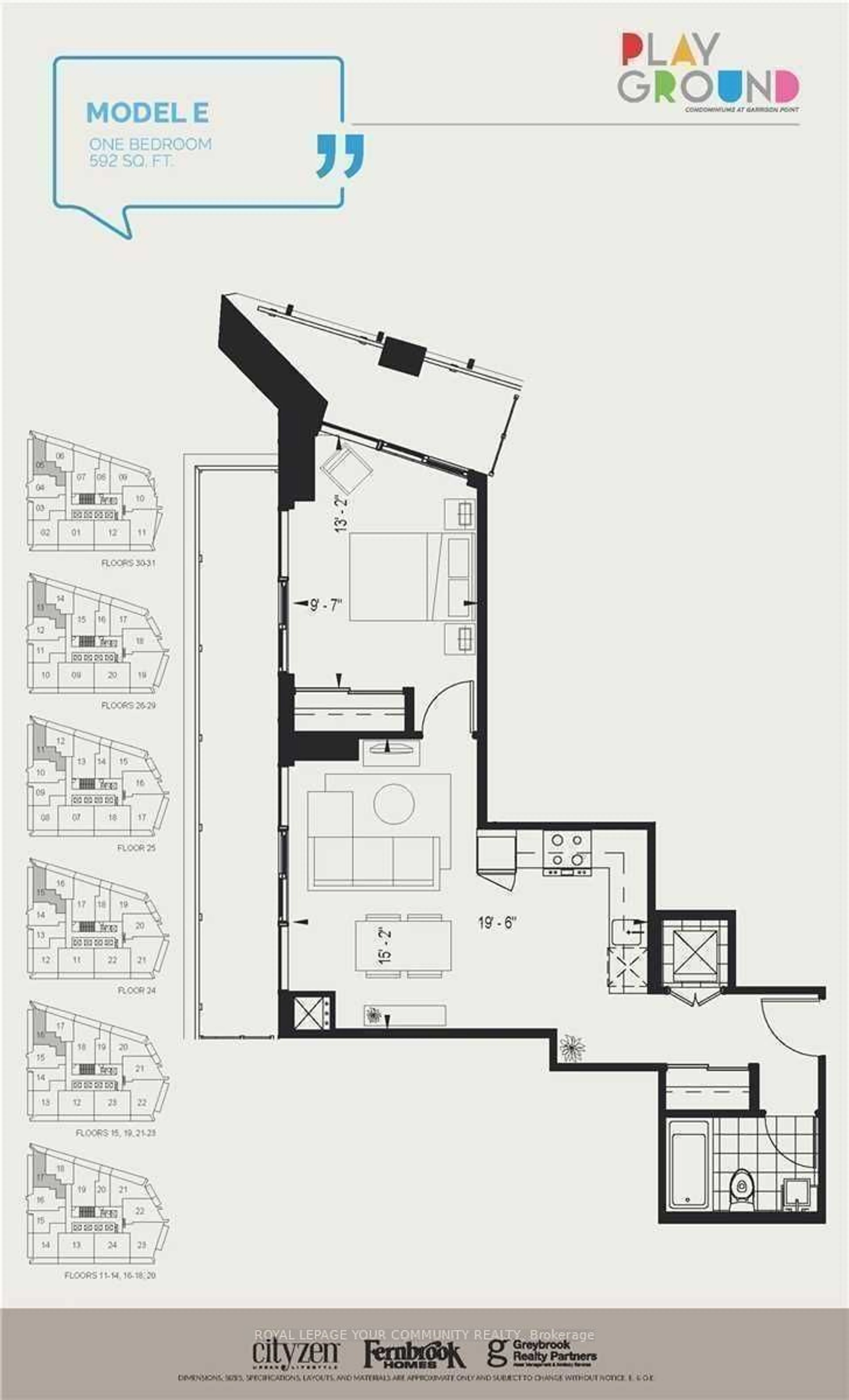 Floor plan for 50 Ordnance St #2505, Toronto Ontario M6K 1A2