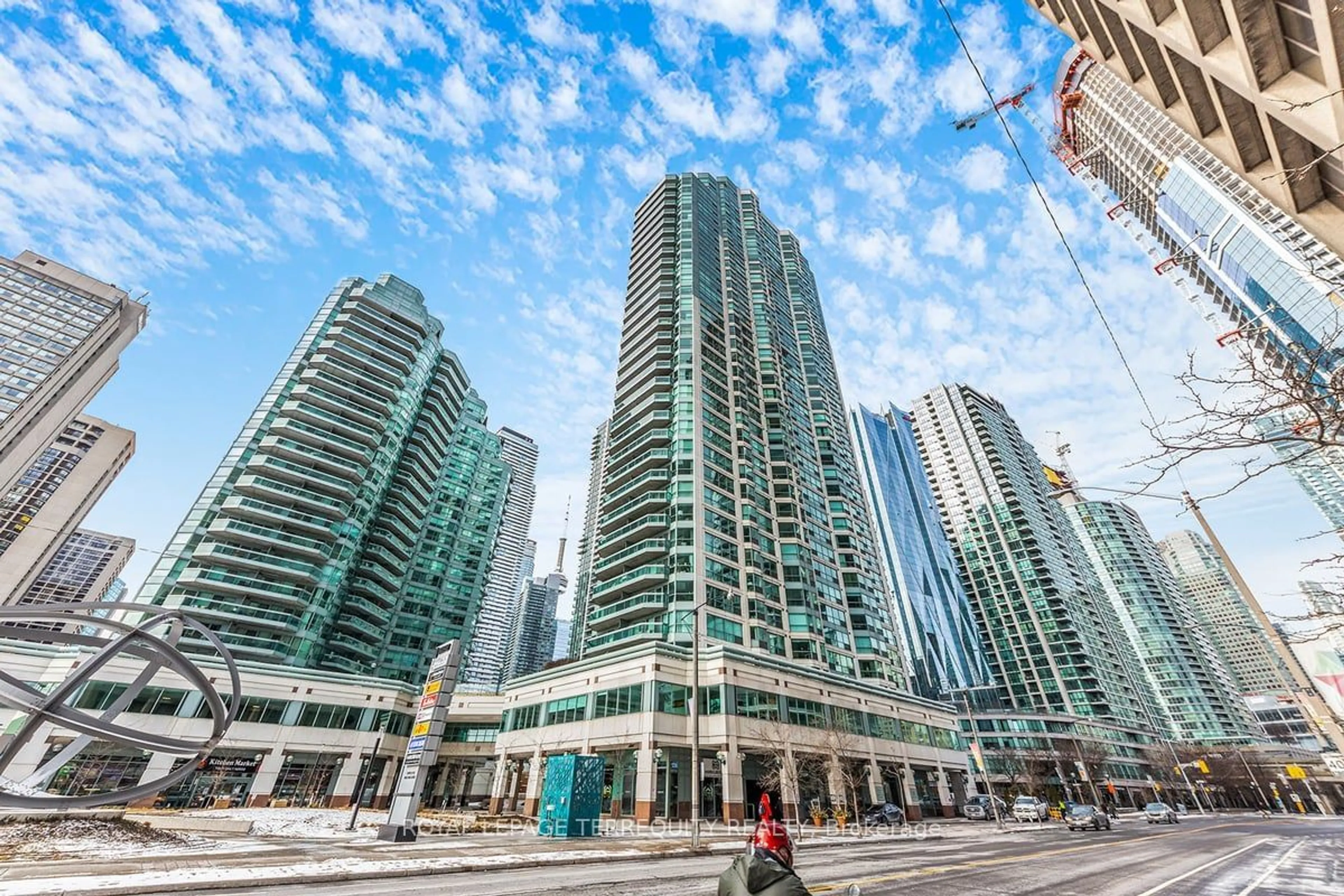 Patio, city buildings view from balcony for 10 Yonge St #2609, Toronto Ontario M5E 1R4