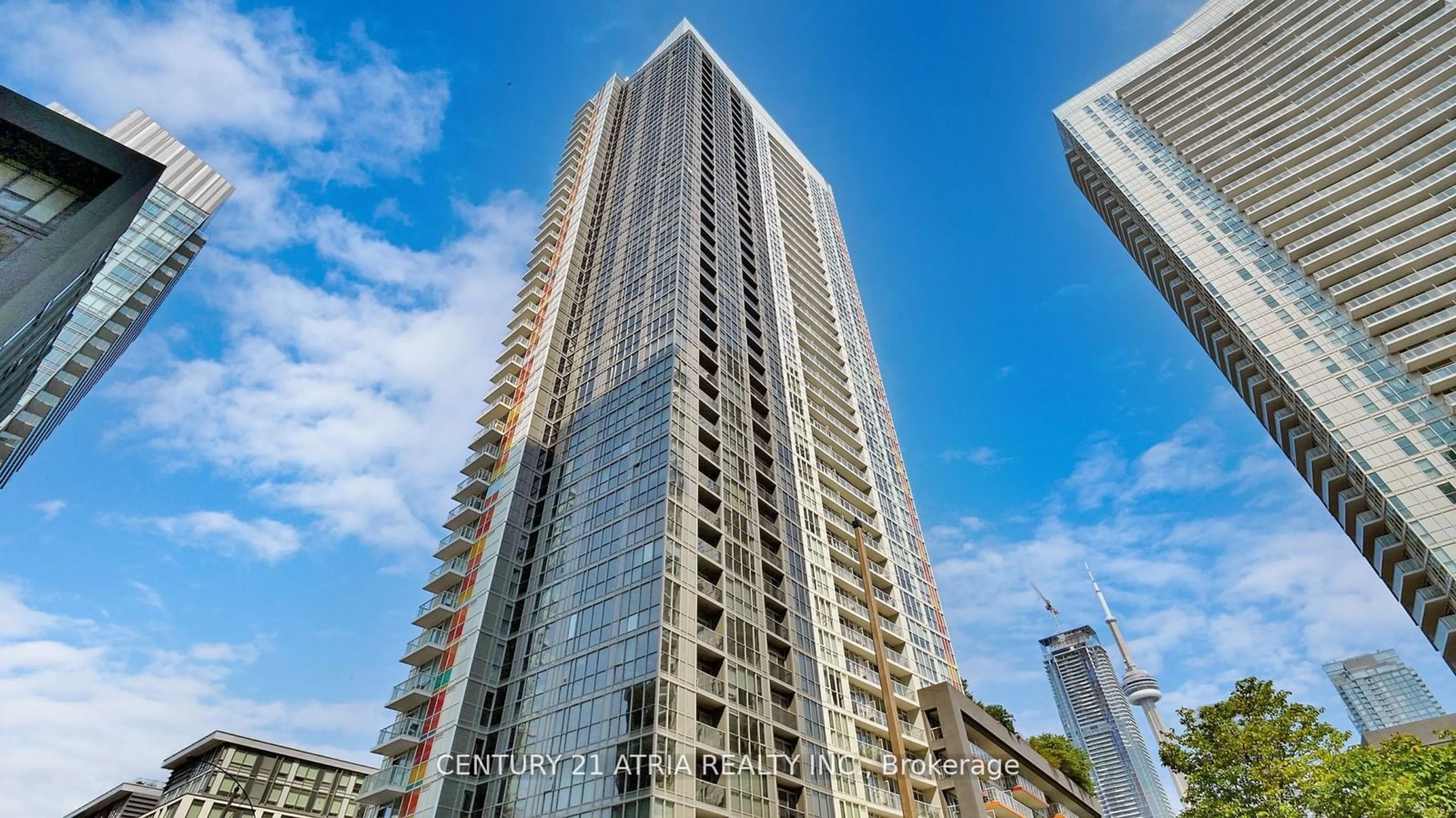 A pic from outside/outdoor area/front of a property/back of a property/a pic from drone, city buildings view from balcony for 85 Queens Wharf Rd #810, Toronto Ontario M5V 0J9