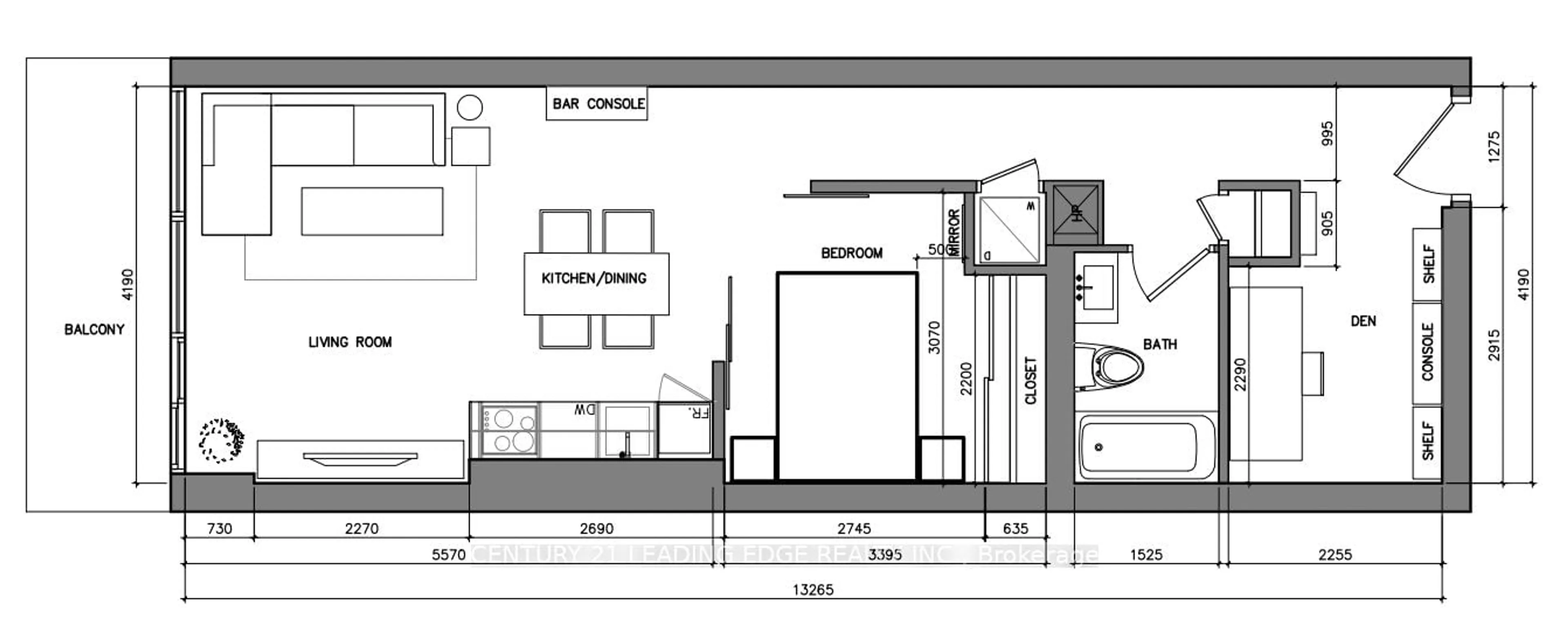 Floor plan for 210 Simcoe St #1605, Toronto Ontario M5T 0A9