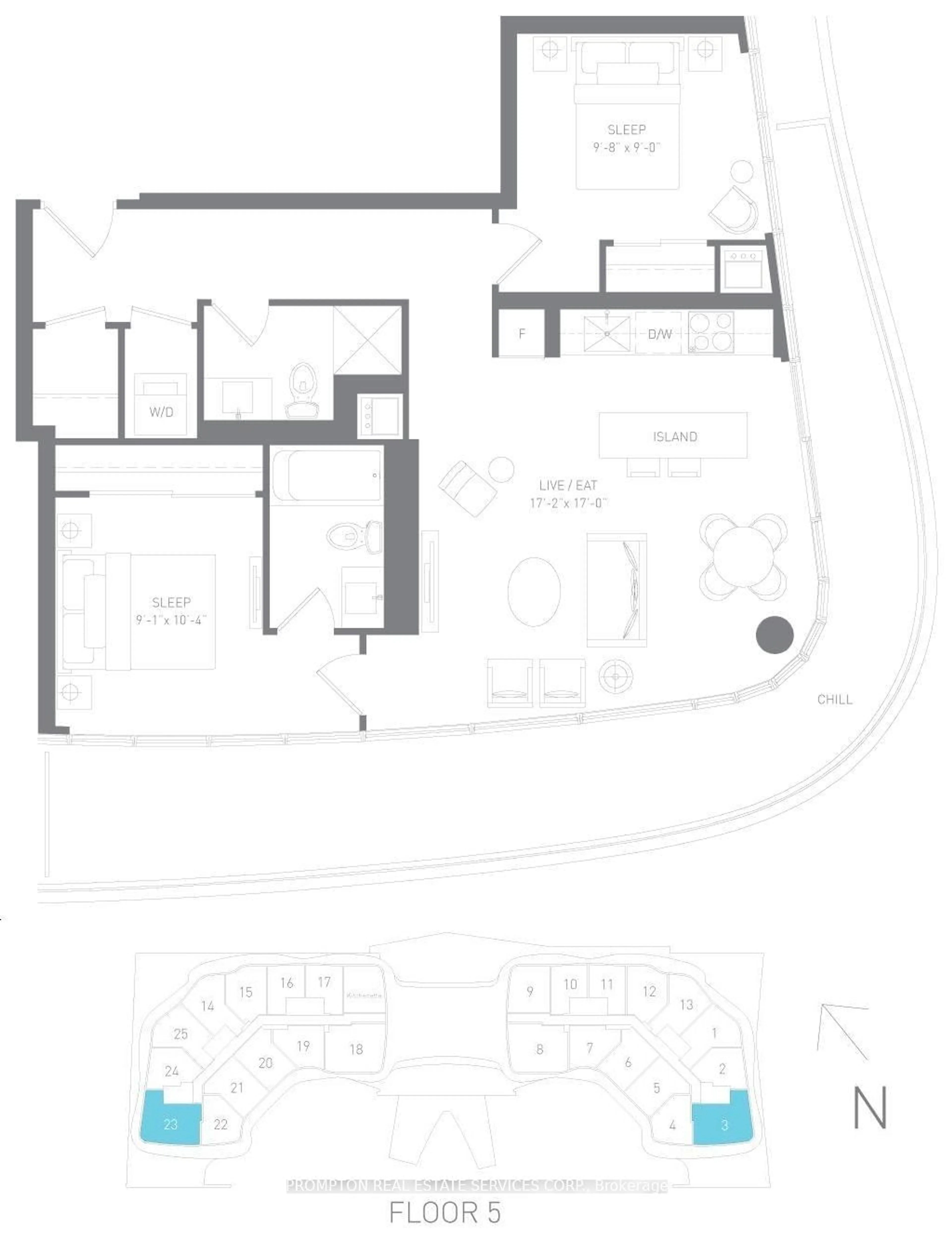 Floor plan for 99 The Donway Way #503, Toronto Ontario M3C 0N8