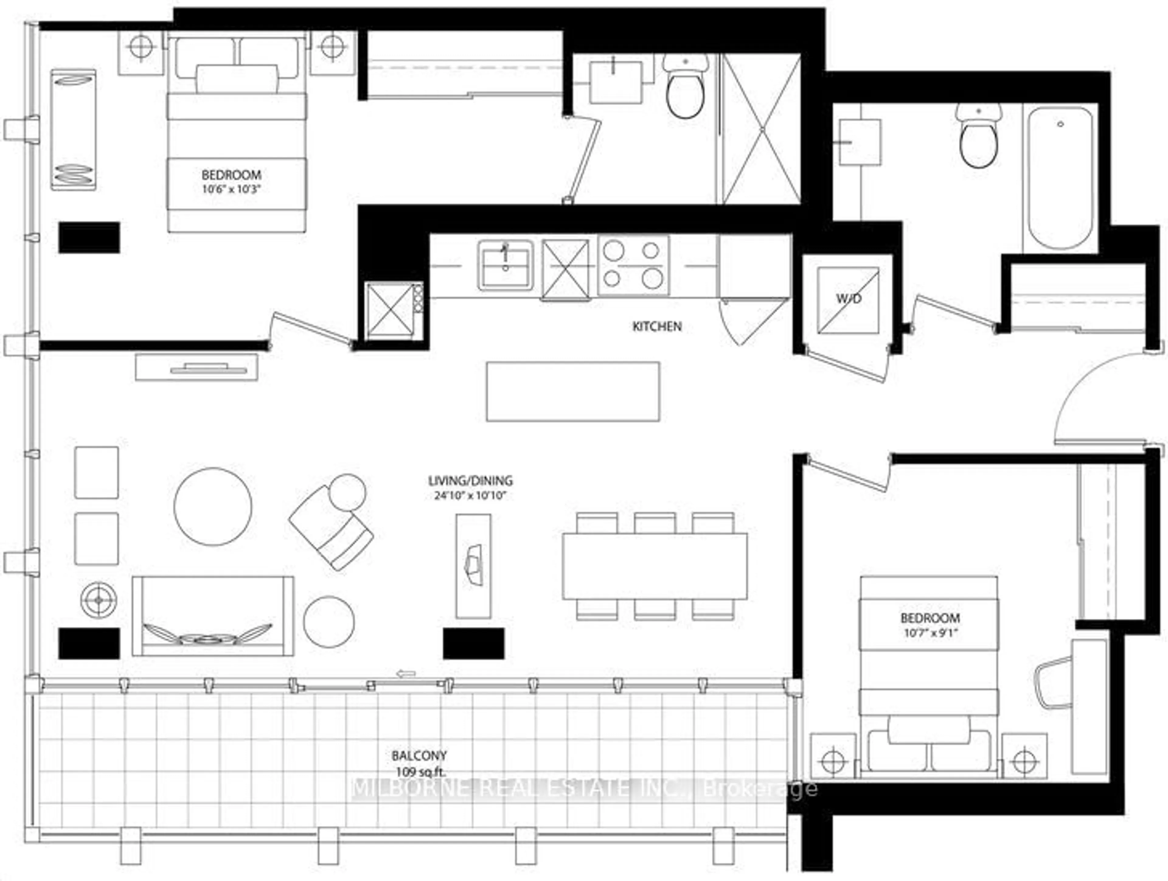 Floor plan for 88 Blue Jays Way #2109, Toronto Ontario M5V 0L7