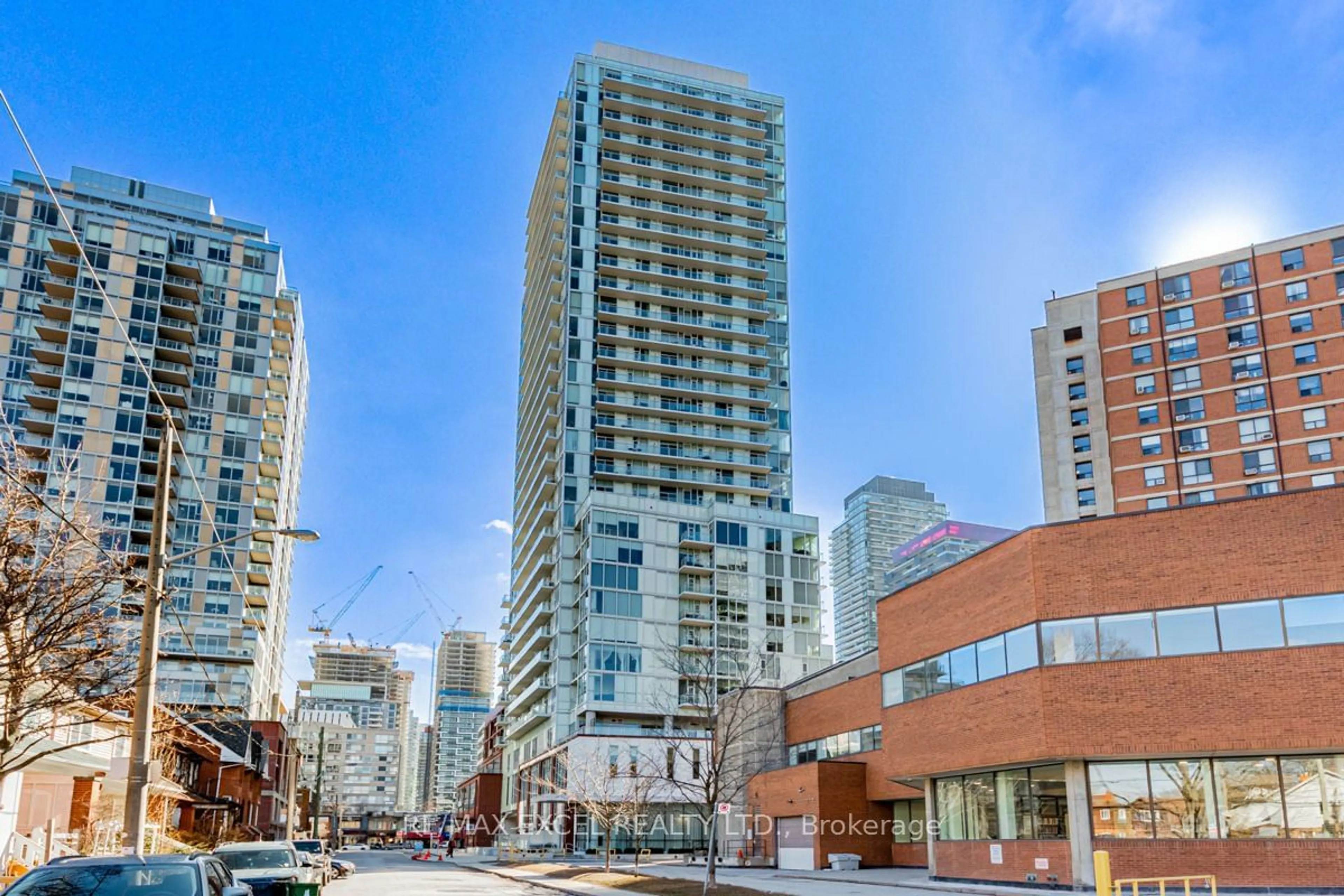 Patio, city buildings view from balcony for 33 Helendale Ave #504, Toronto Ontario M4R 0A4