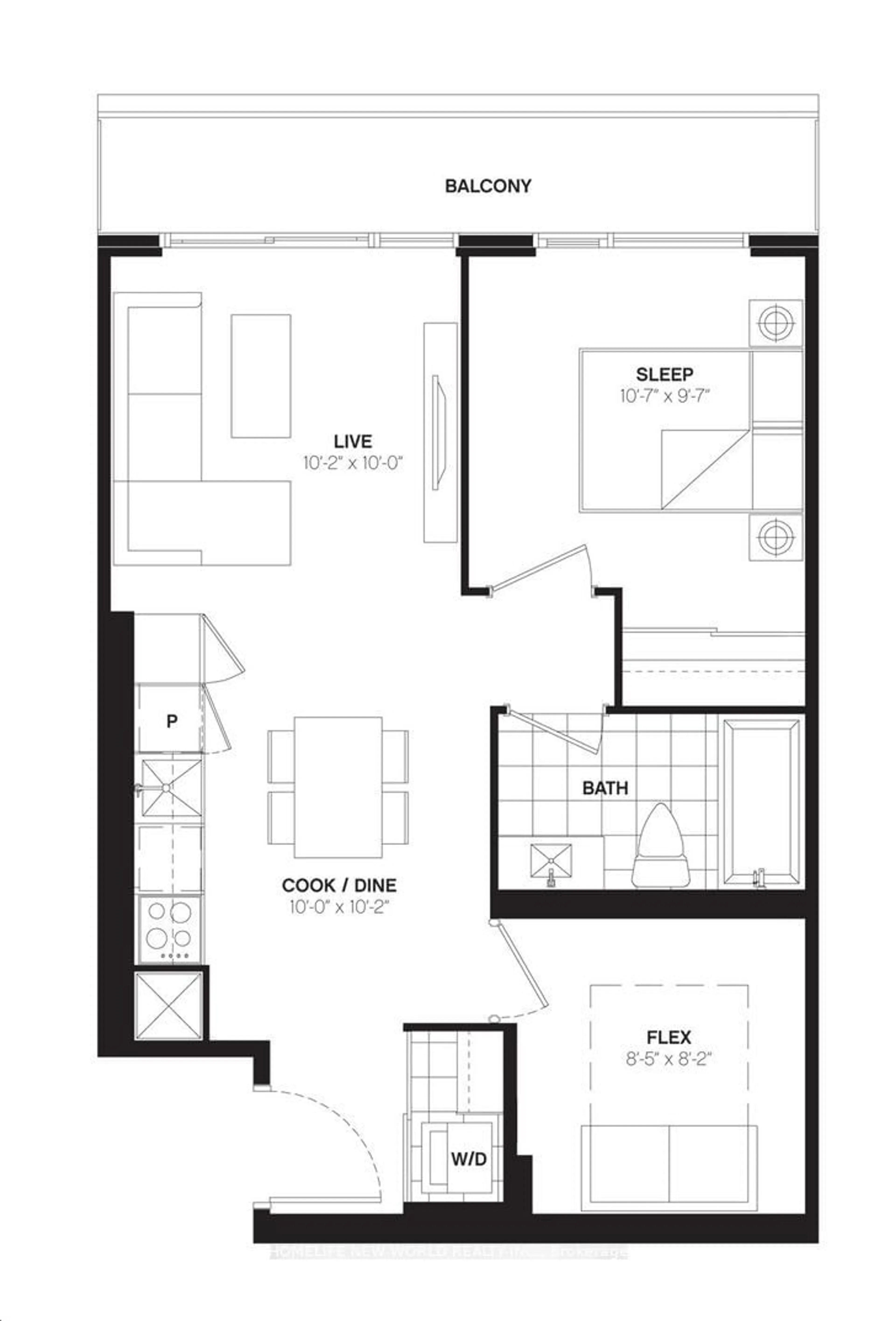 Floor plan for 33 Helendale Ave #2013, Toronto Ontario M4R 0A4