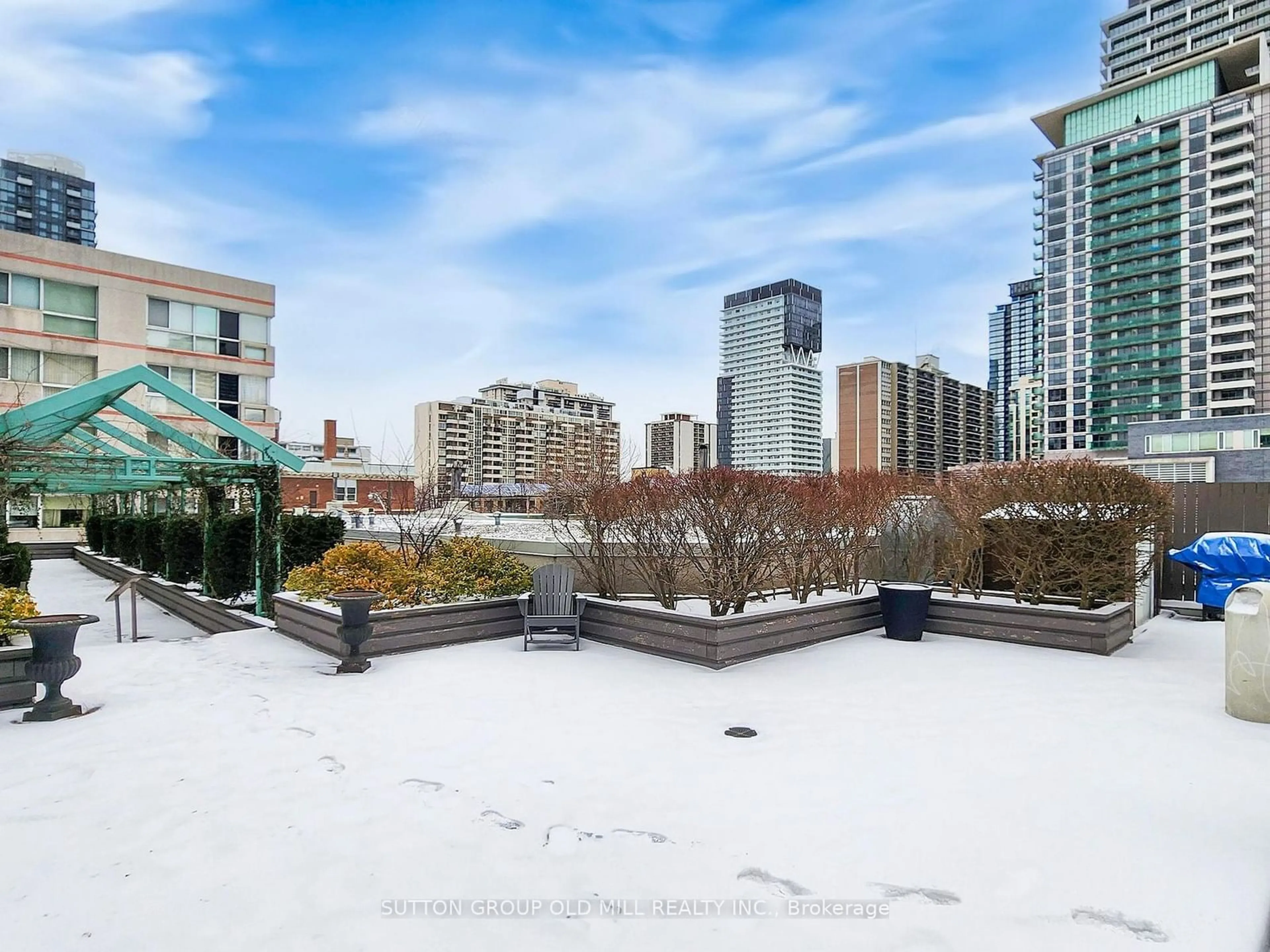 Patio, city buildings view from balcony for 7 Broadway Ave #808, Toronto Ontario M4P 3C5