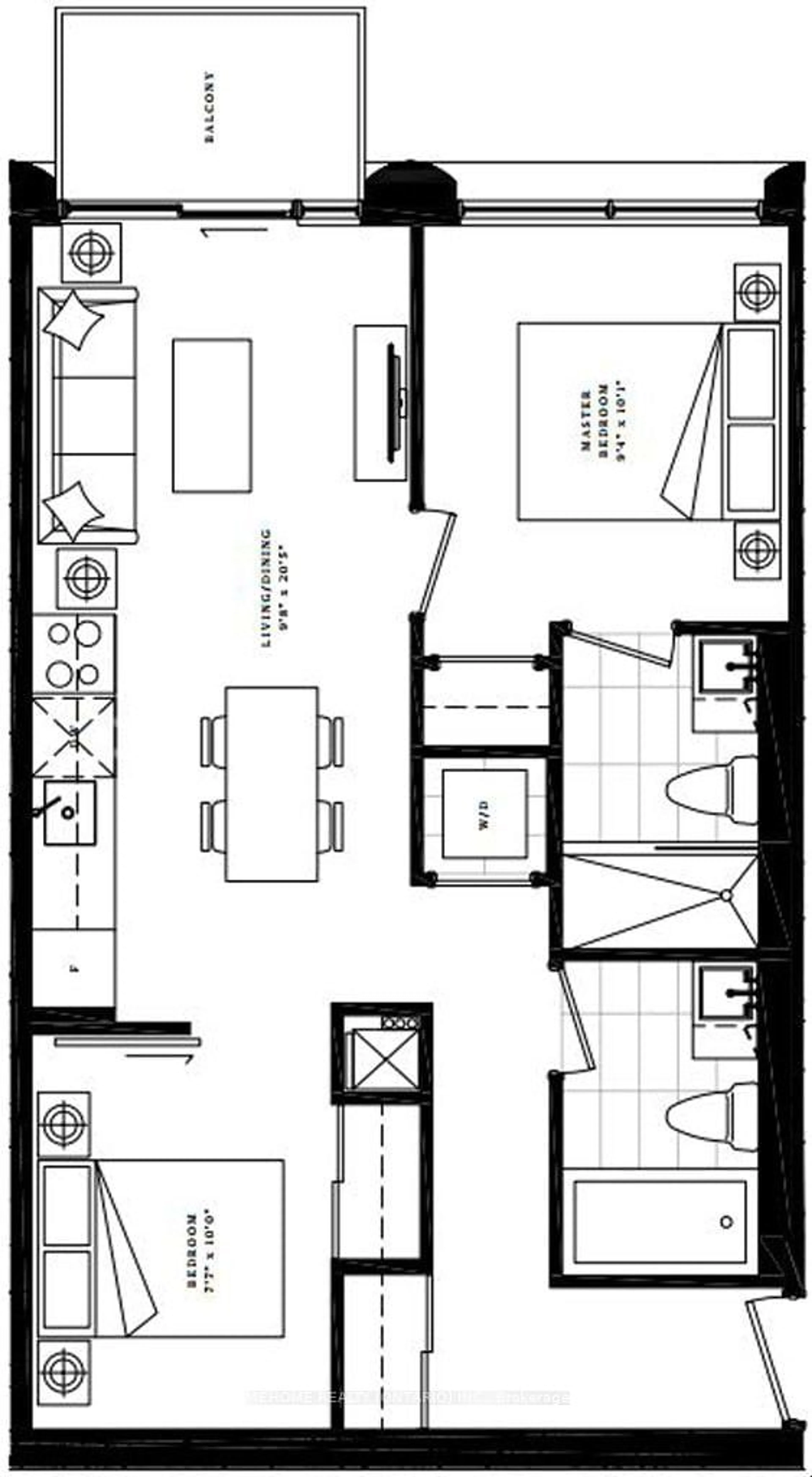 Floor plan for 108 Peter St #1001, Toronto Ontario M5V 2G7