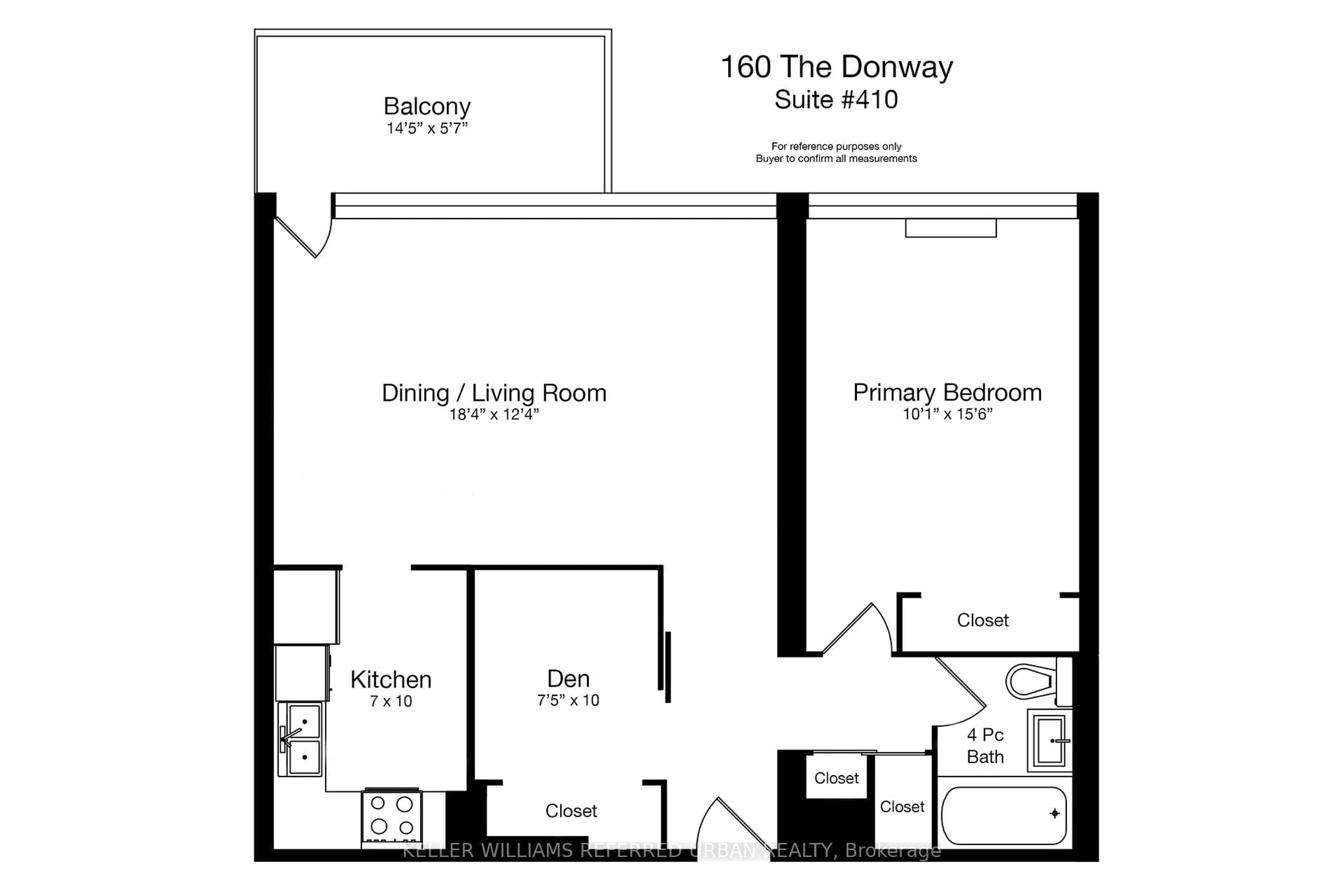 Floor plan for 160 The Donway #410, Toronto Ontario M3C 2G1