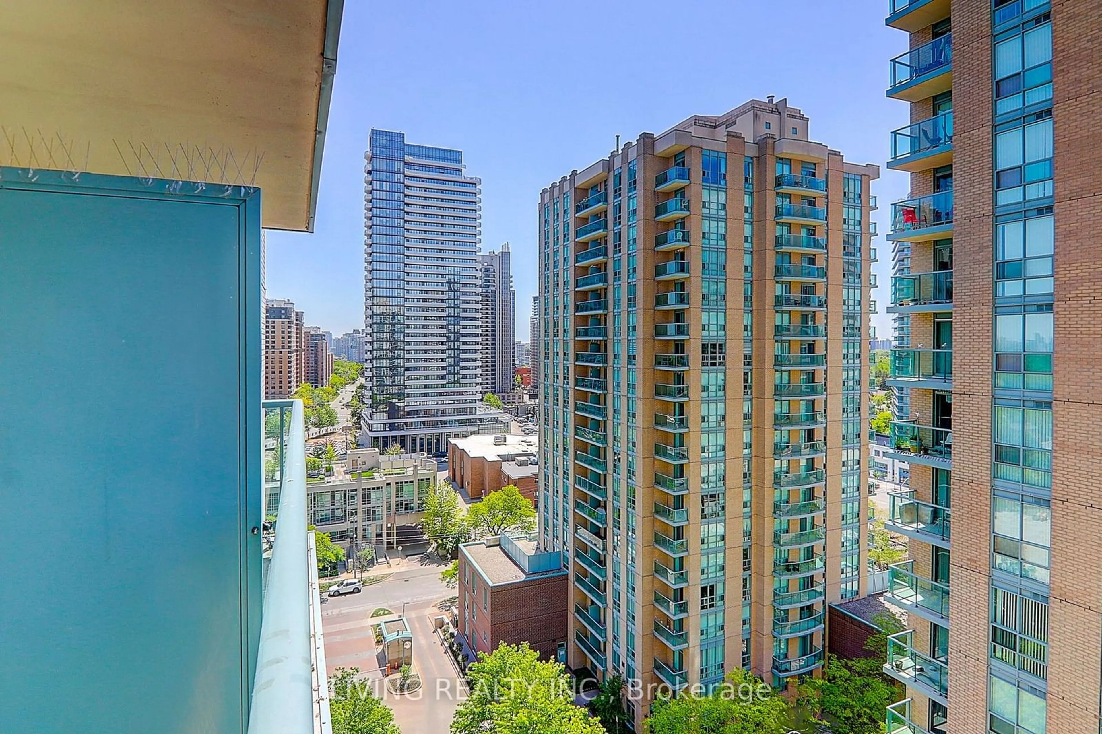 Balcony in the apartment, city buildings view from balcony for 26 Olive Ave #1606, Toronto Ontario M2N 7G7