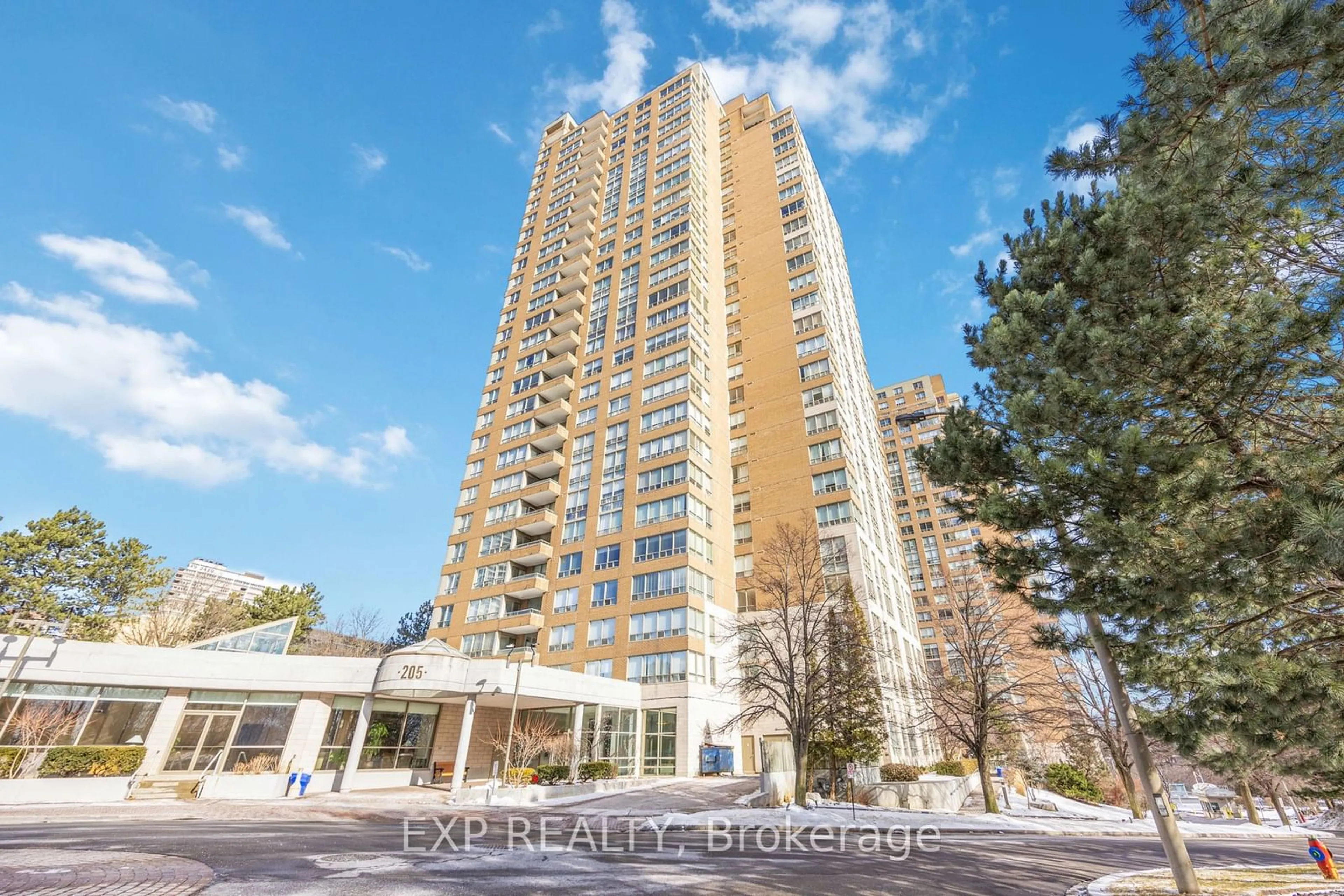 A pic from outside/outdoor area/front of a property/back of a property/a pic from drone, building for 205 Wynford Dr #606, Toronto Ontario M3C 3P4