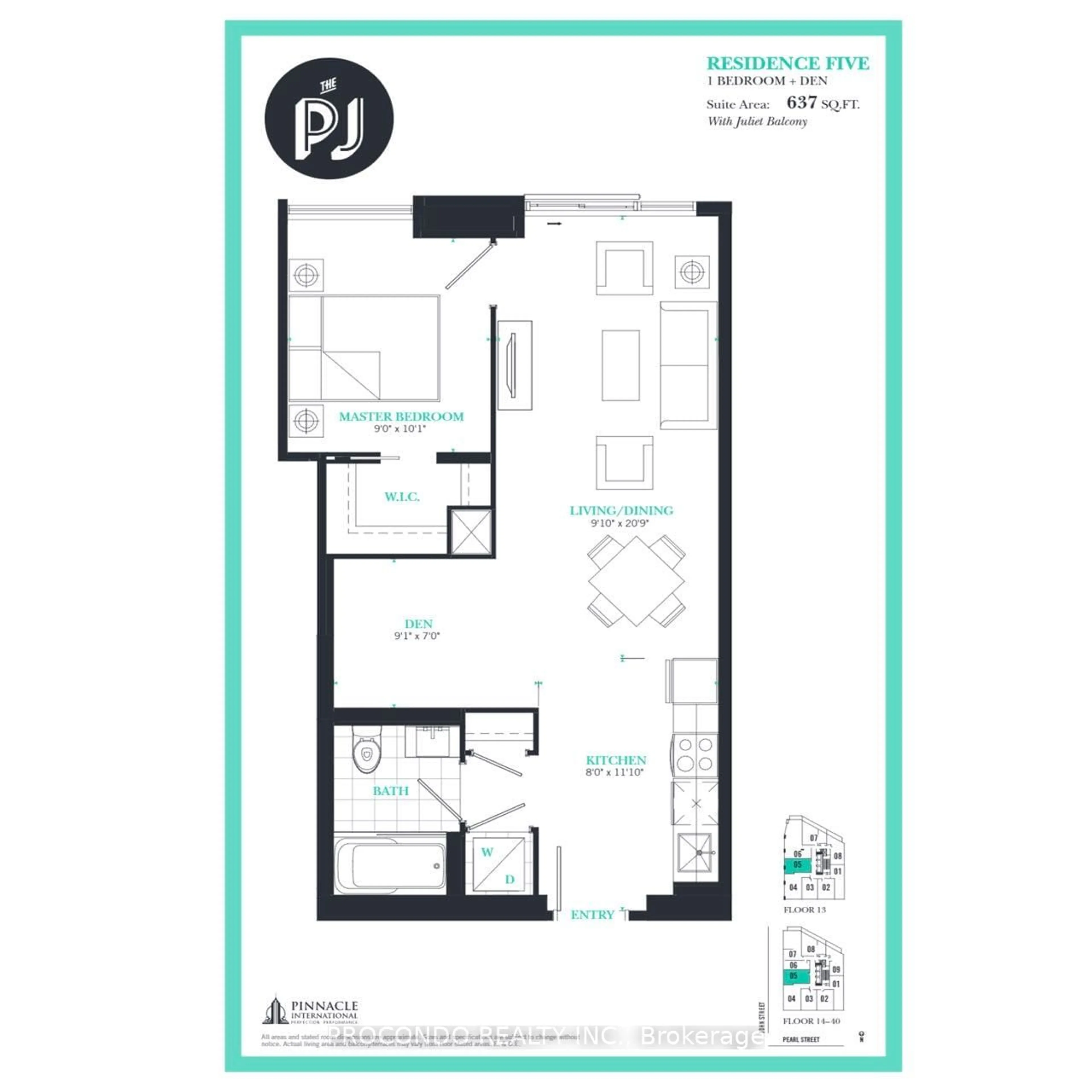 Floor plan for 99 John St #1405, Toronto Ontario M5V 0S6