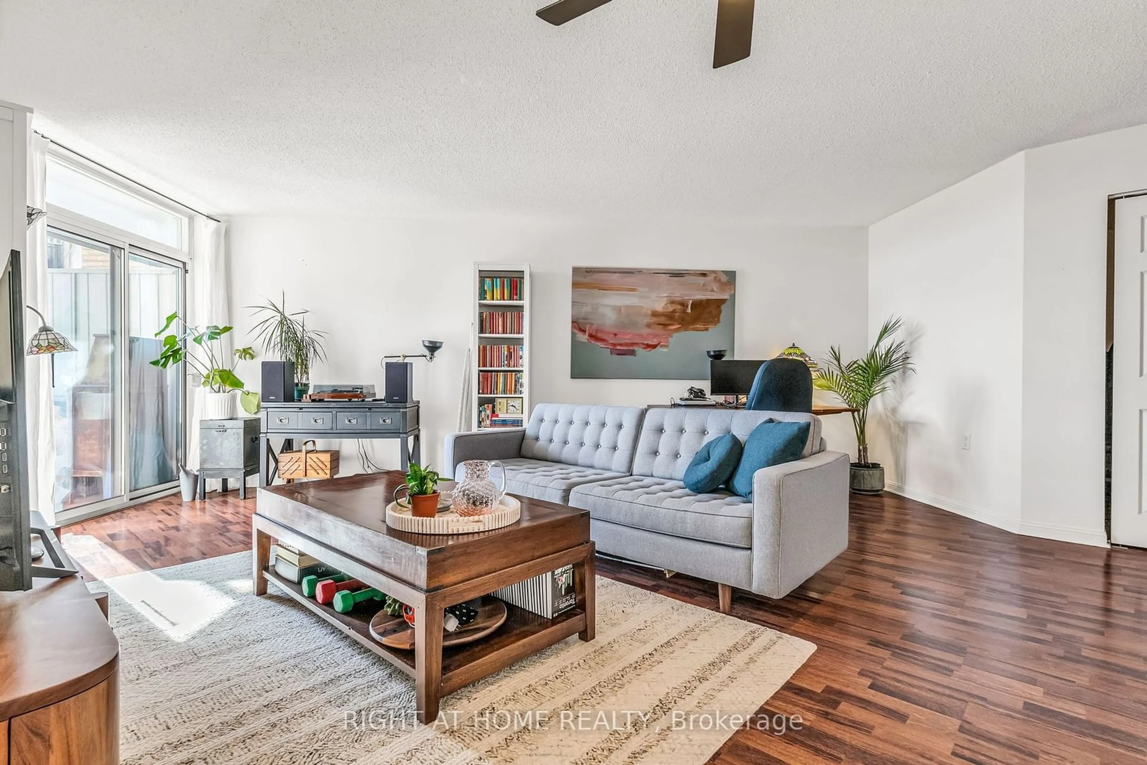 Living room with furniture, wood/laminate floor for 650 Lawrence Ave #405, Toronto Ontario M6A 3E8