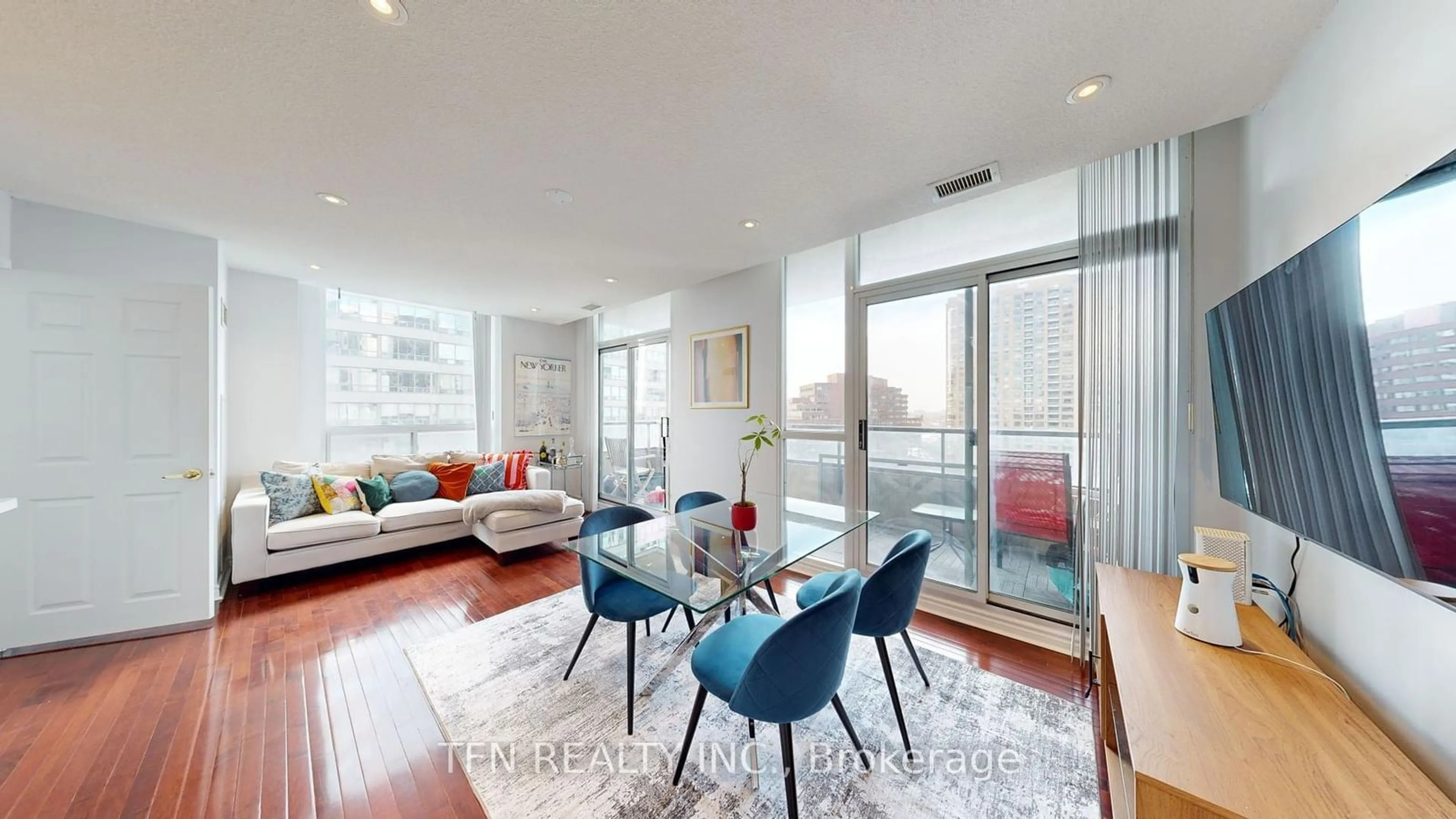 Living room with furniture, wood/laminate floor for 18 Spring Garden Ave #1510, Toronto Ontario M2N 7M2