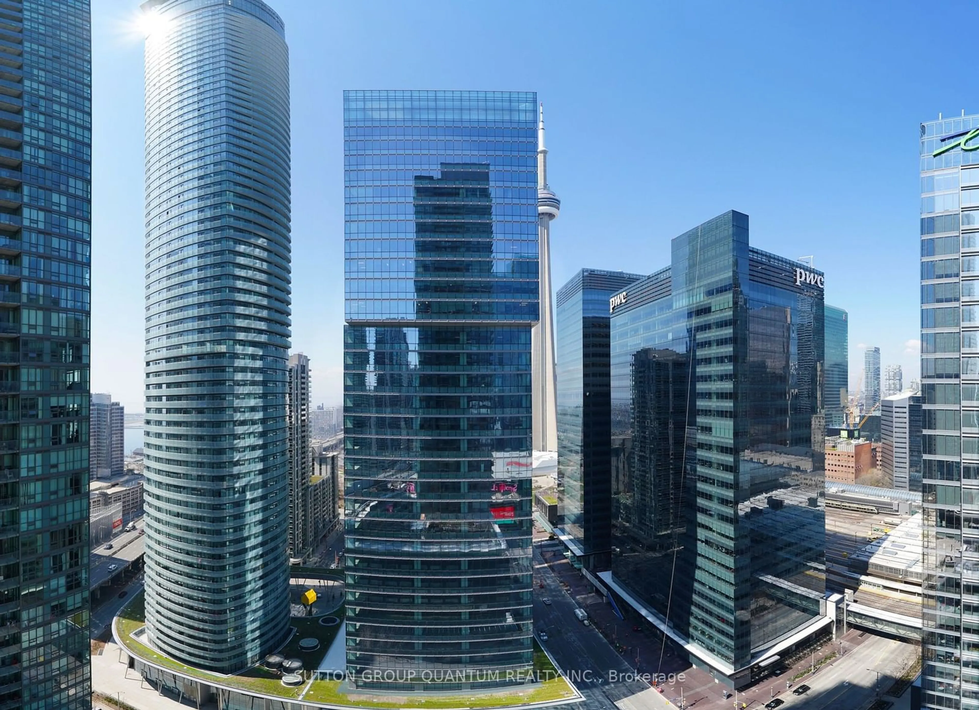 A pic from outside/outdoor area/front of a property/back of a property/a pic from drone, city buildings view from balcony for 65 Bremner Blvd #2502, Toronto Ontario M5J 0A7