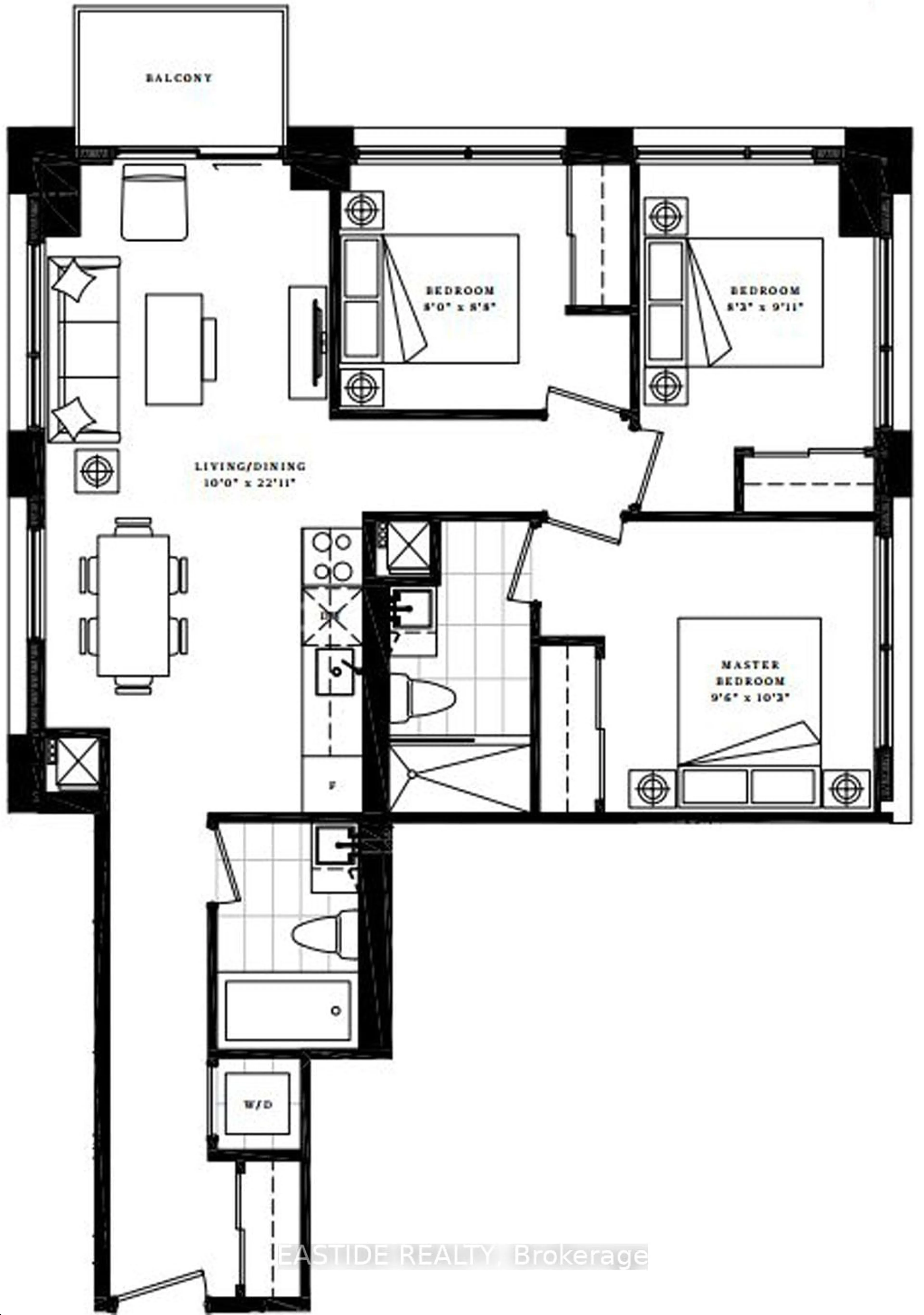 Floor plan for 108 Peter St #902, Toronto Ontario M5V 0W2