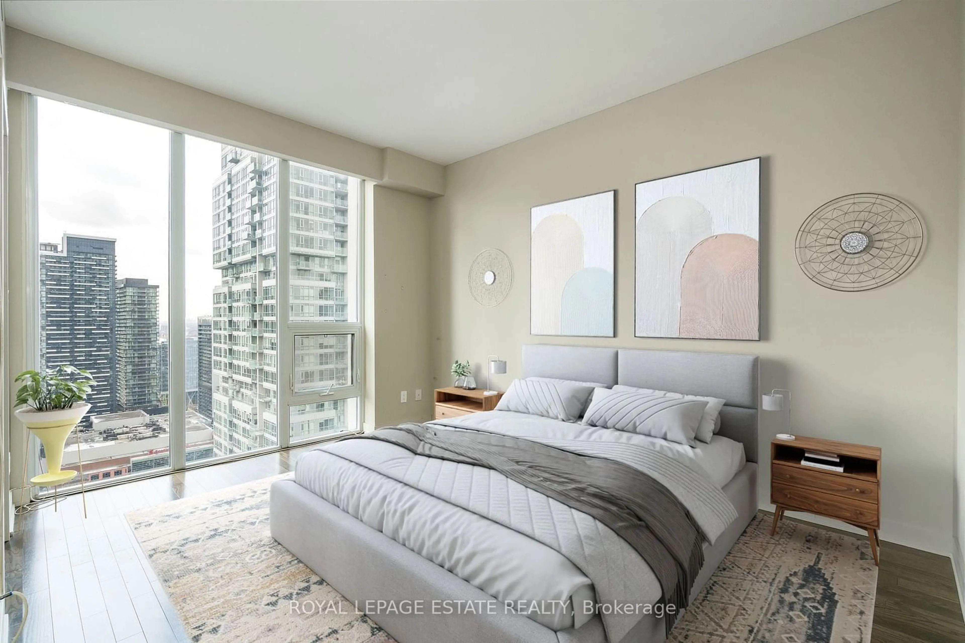 Bedroom with bed, carpet floor for 126 Simcoe St #3103, Toronto Ontario M5H 4E6