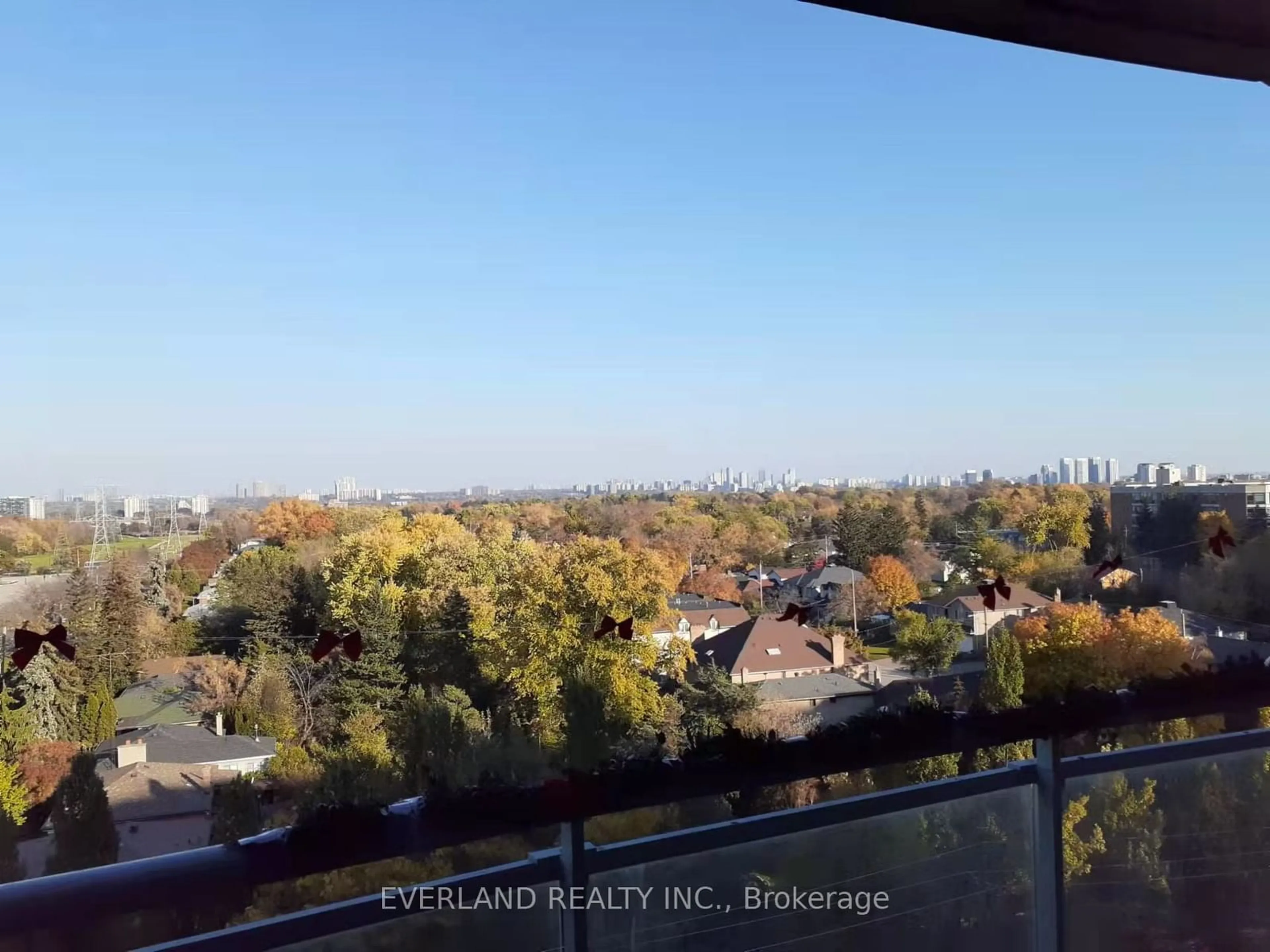 Balcony in the apartment, city buildings view from balcony for 28 Pemberton Ave #1006, Toronto Ontario M2M 1Y1