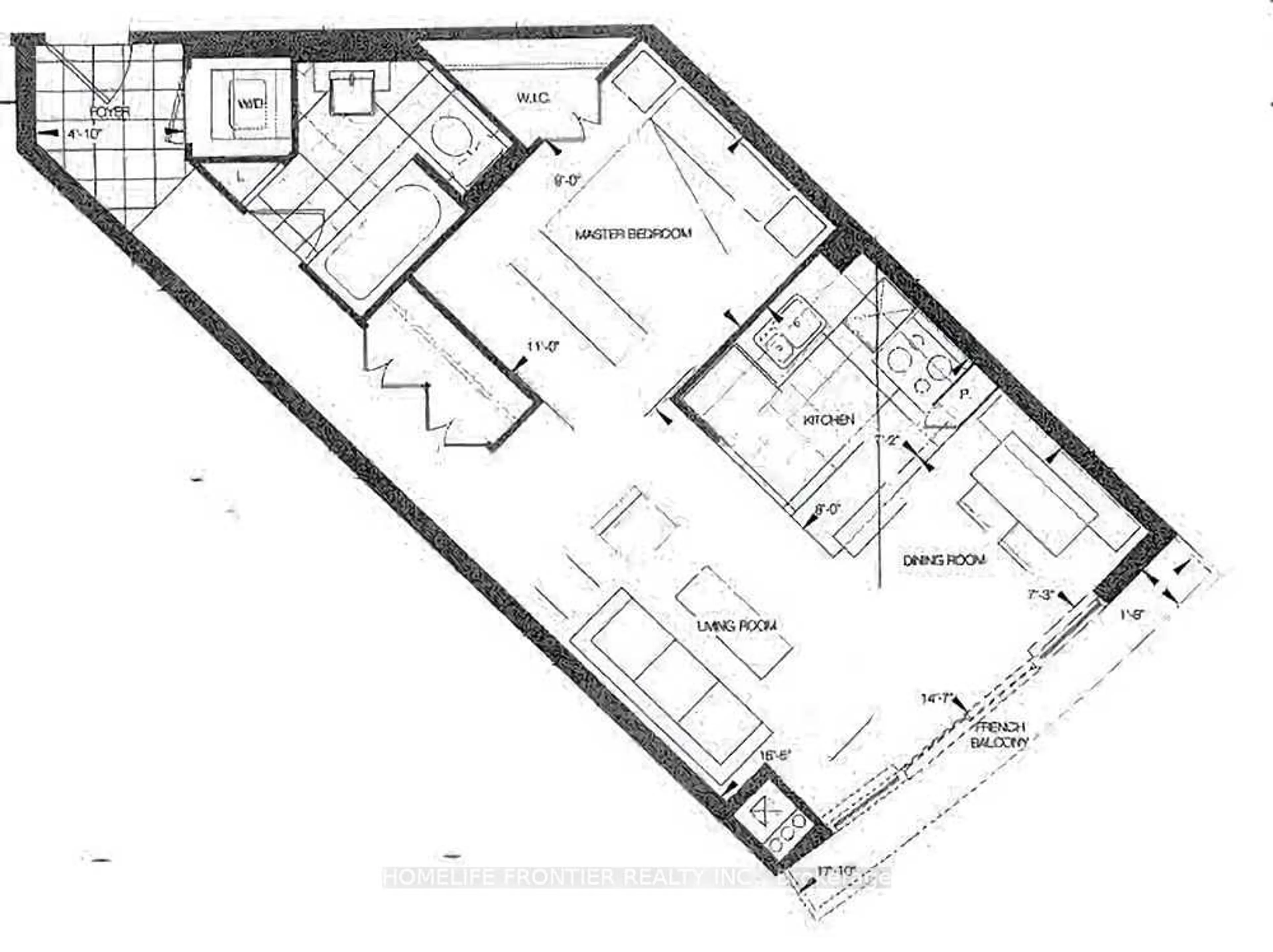 Floor plan for 208 Queens Quay #1109, Toronto Ontario M5J 2Y5