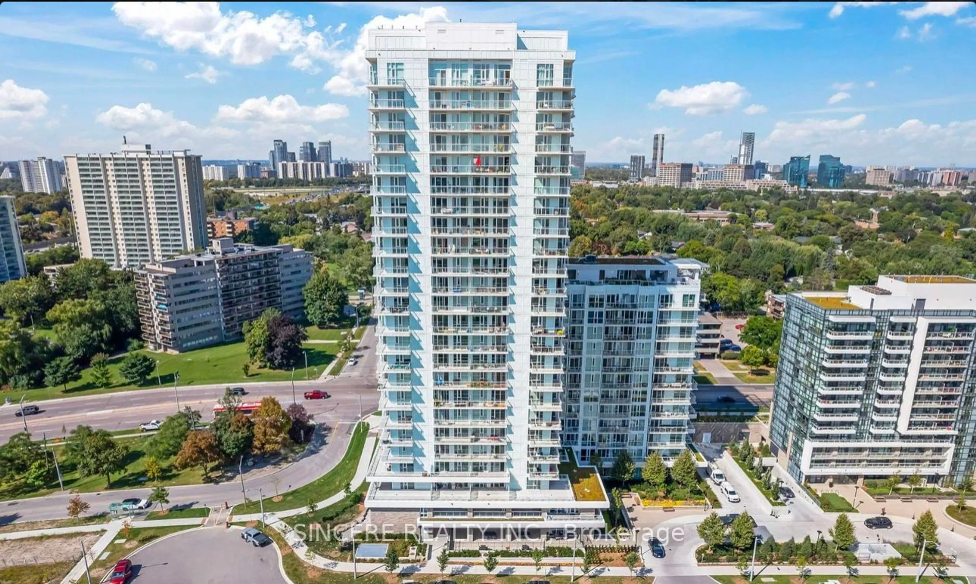 A pic from outside/outdoor area/front of a property/back of a property/a pic from drone, city buildings view from balcony for 10 Deerlick Crt #1202, Toronto Ontario M3A 0A7