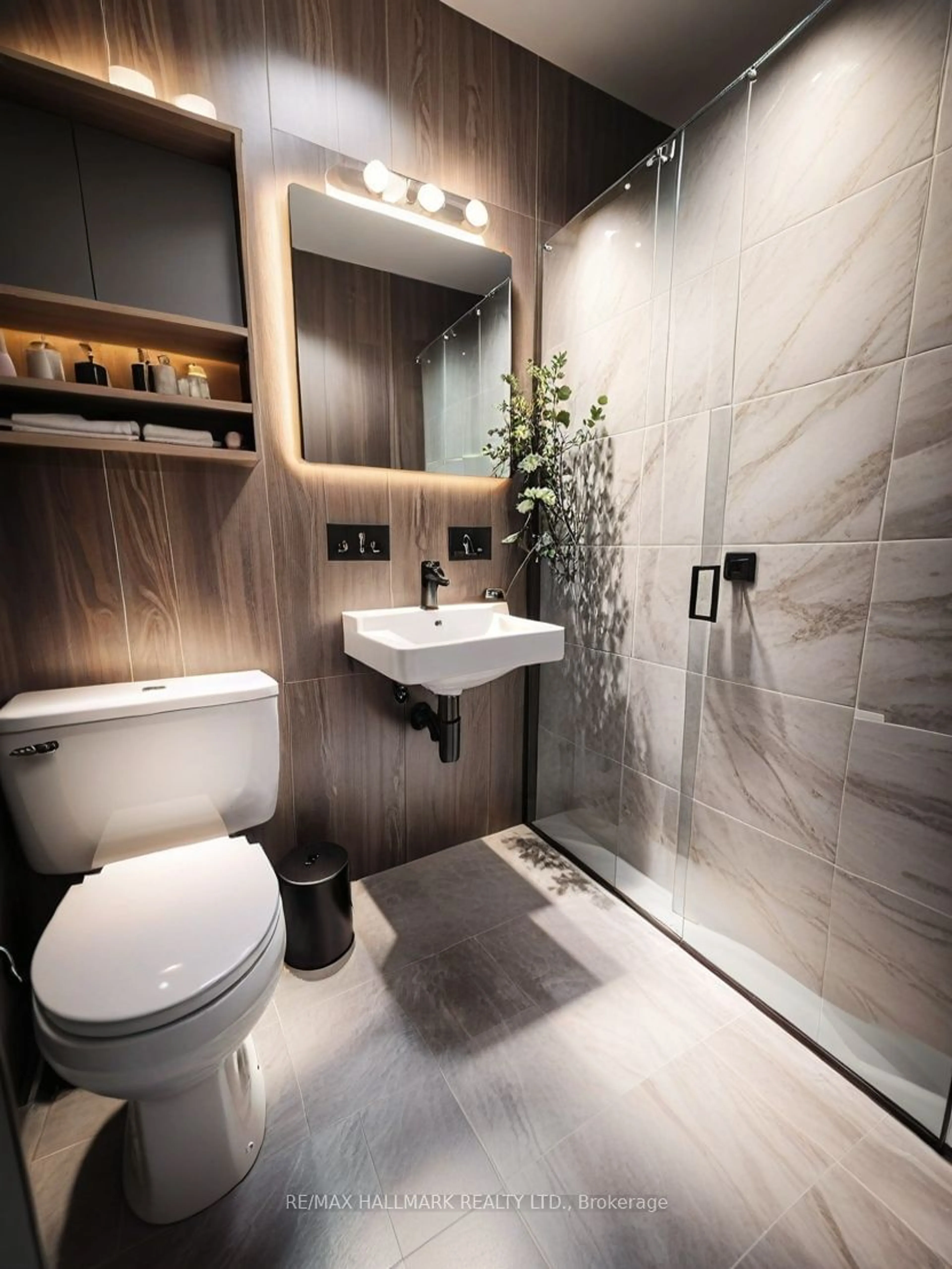 Contemporary bathroom, ceramic/tile floor for 21 Thelma Ave #103, Toronto Ontario M4V 1X8