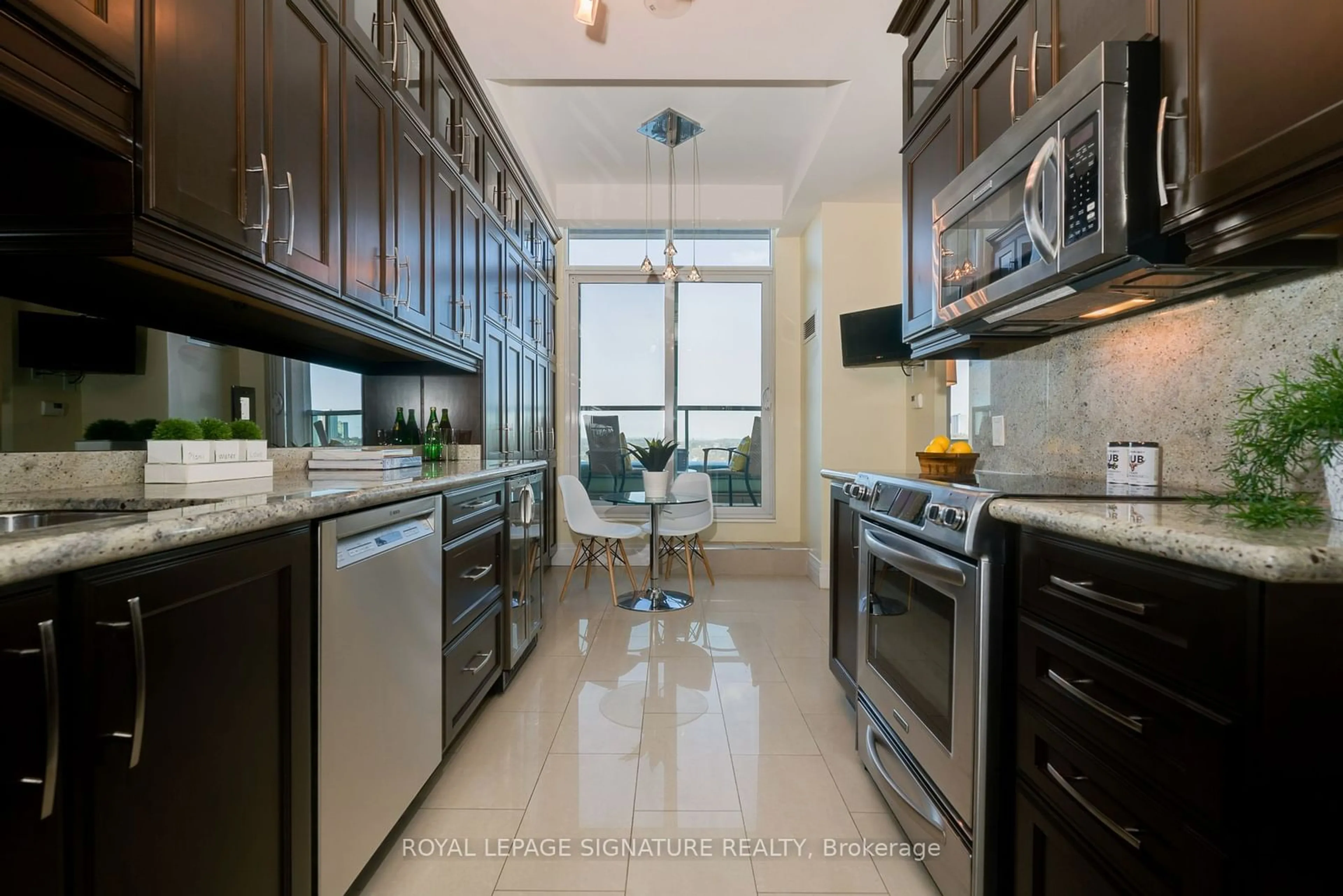 Contemporary kitchen, ceramic/tile floor for 20 Bloorview Pl #1110, Toronto Ontario M2J 0A6