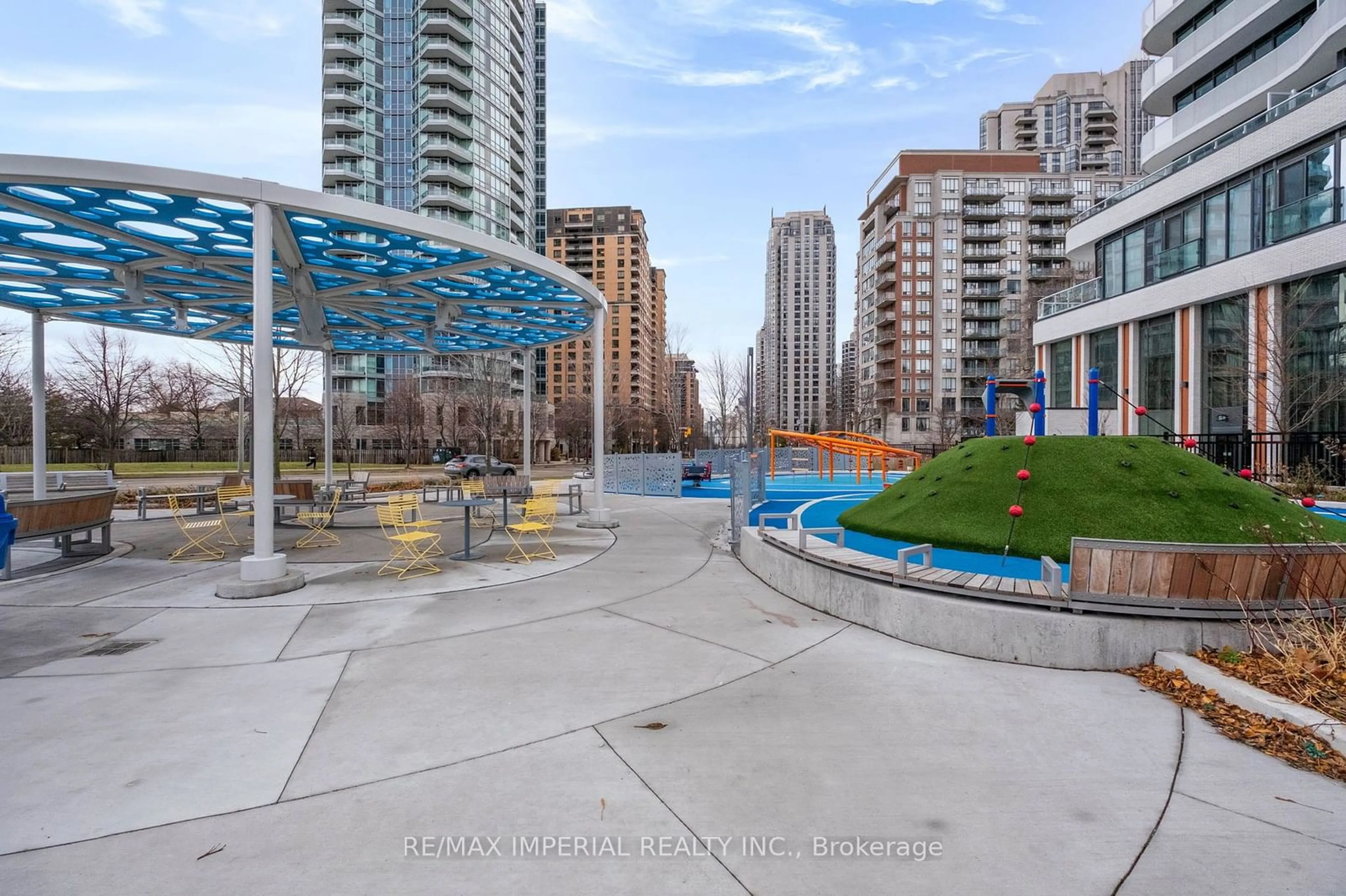 Patio, city buildings view from balcony for 18 Holmes Ave #2210, Toronto Ontario M2N 0E1