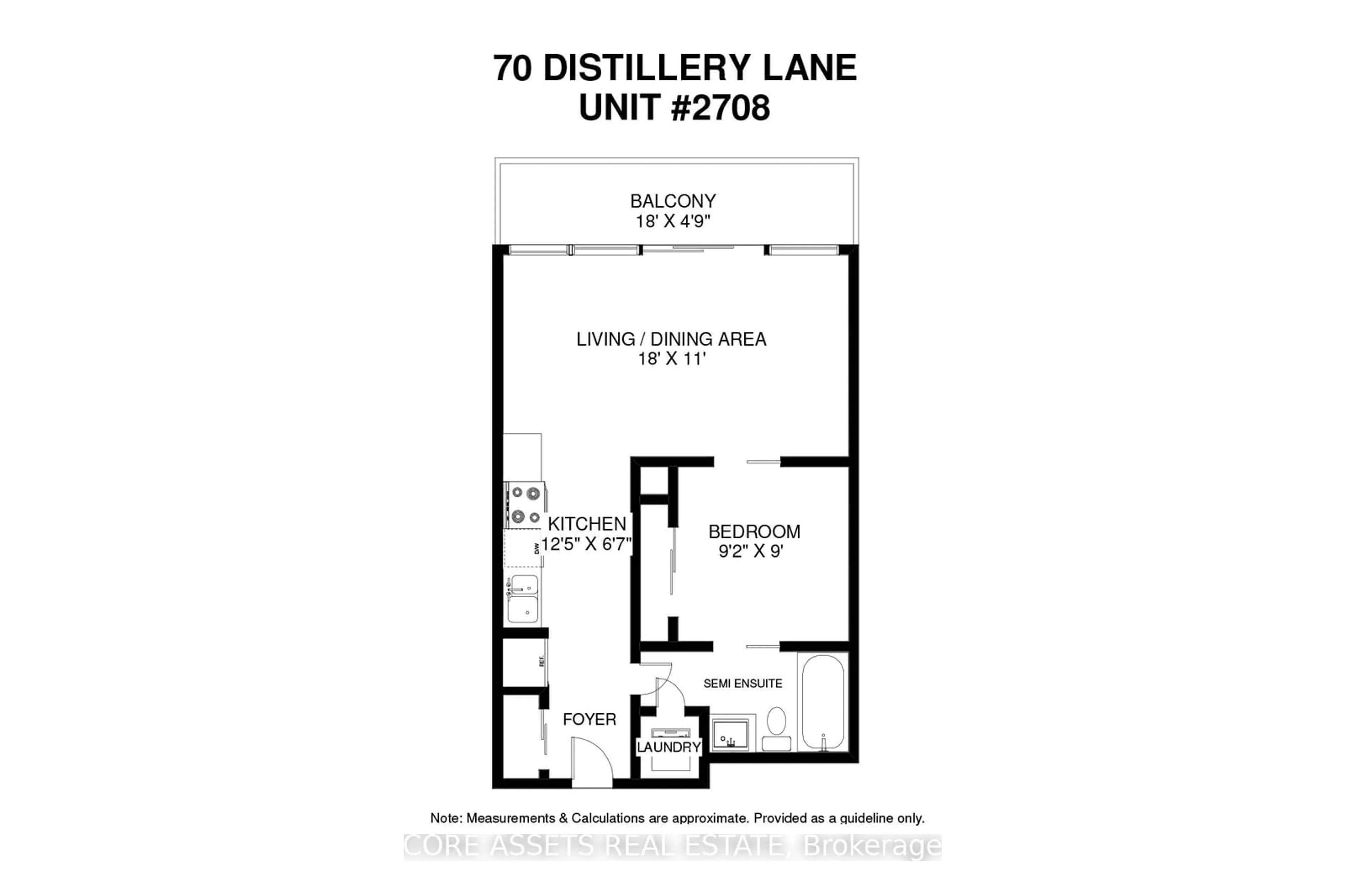 Floor plan for 70 Distillery Lane #2708, Toronto Ontario M5A 0E3