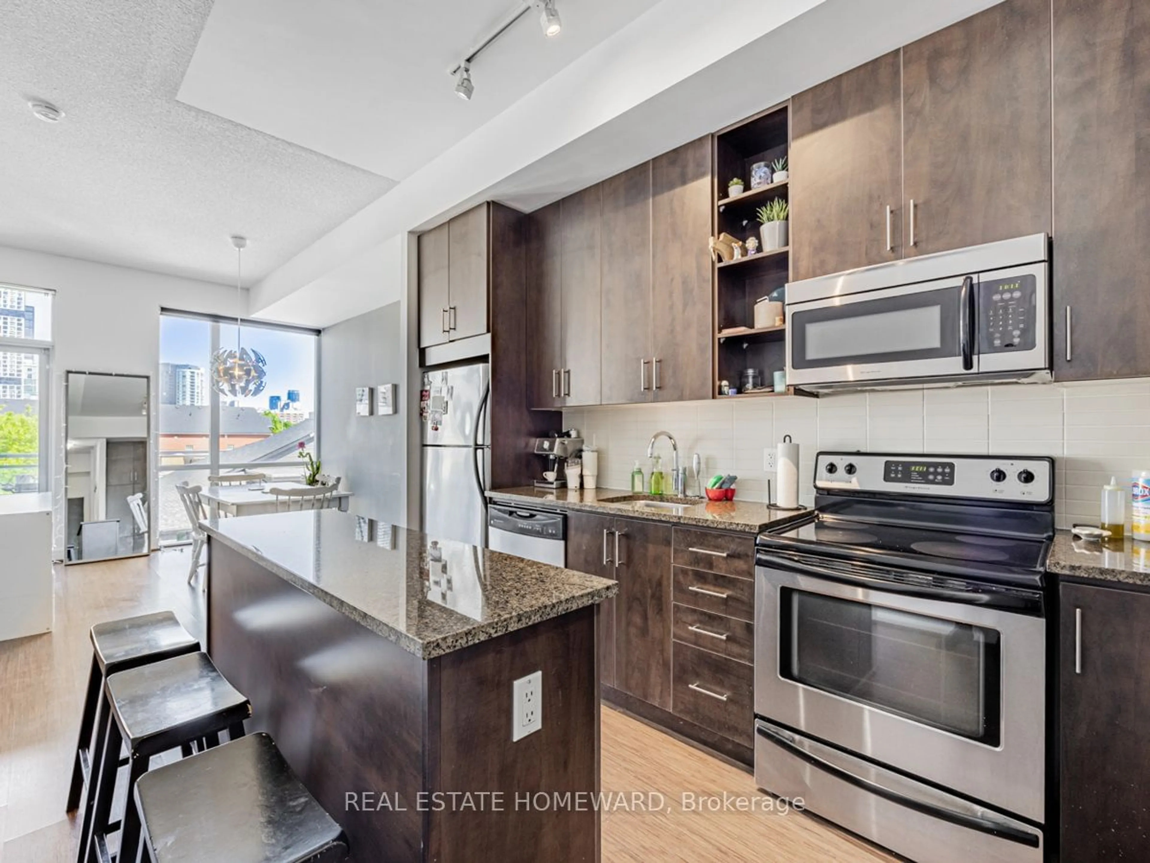 Open concept kitchen, ceramic/tile floor for 116 George St #N409, Toronto Ontario M5A 3S2