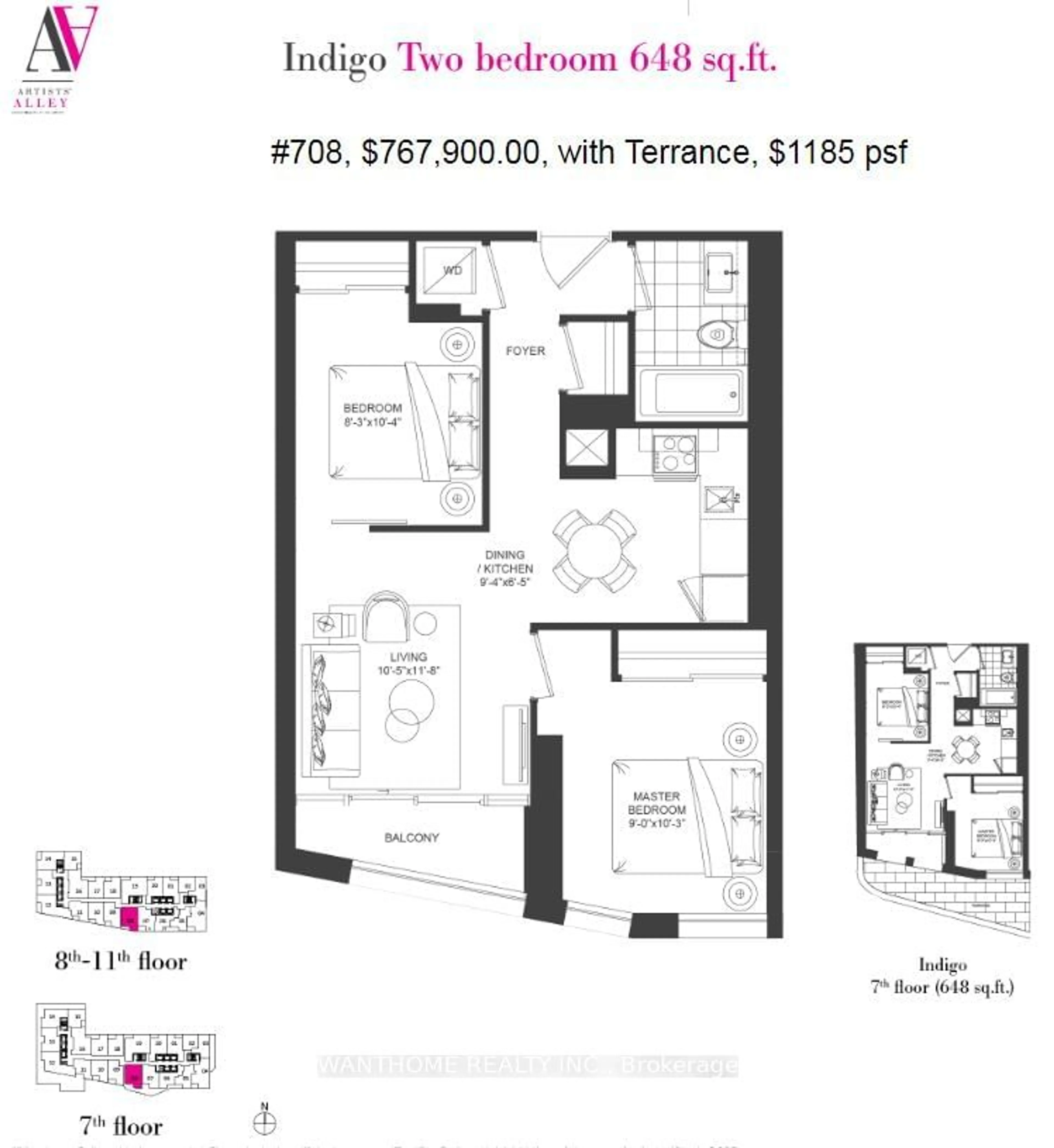 Floor plan for 238 Simcoe St #708, Toronto Ontario M5T 1T4