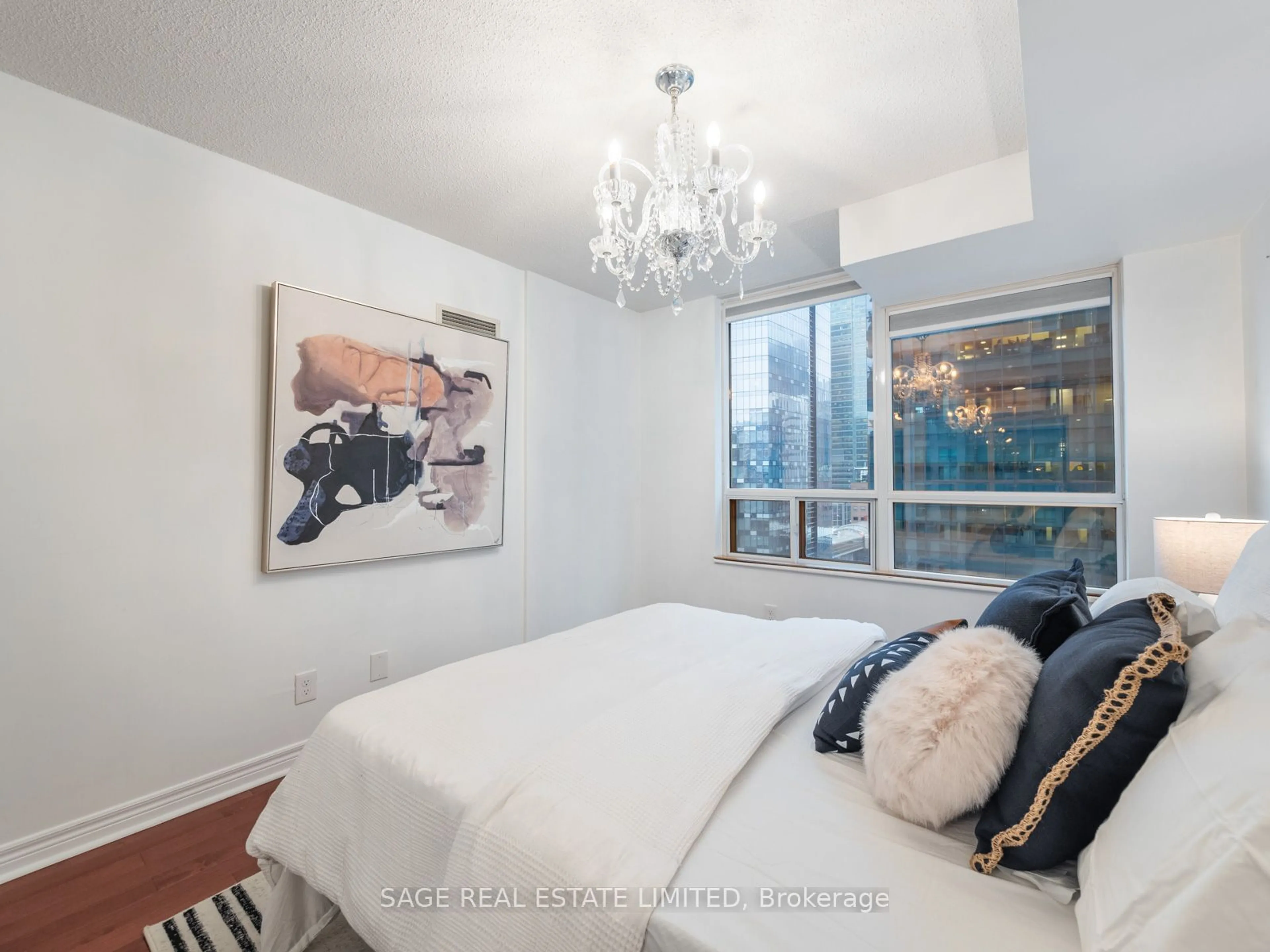 Bedroom with bed, unknown for 30 Grand Trunk Cres #1705, Toronto Ontario M5J 3A4