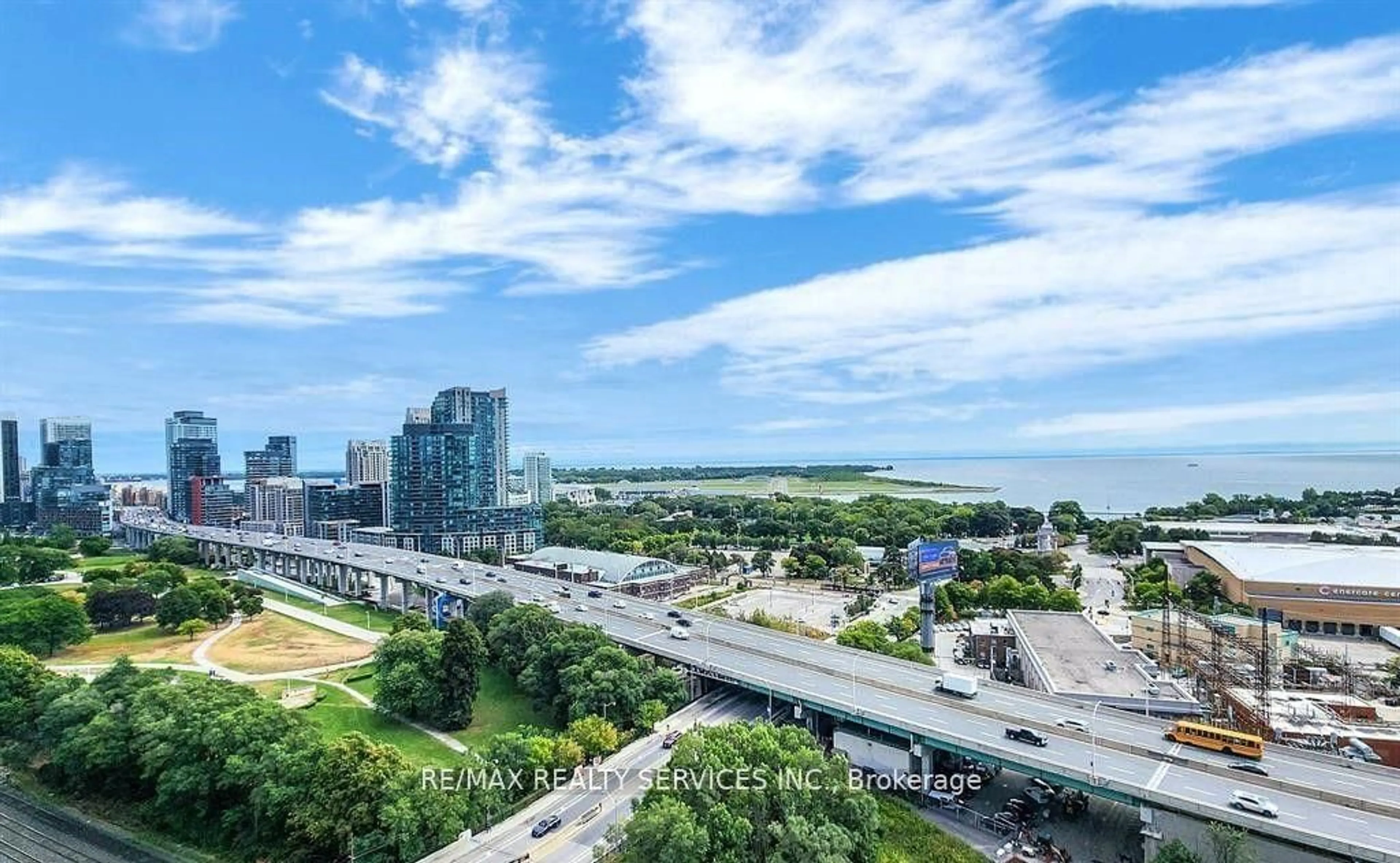 A pic from outside/outdoor area/front of a property/back of a property/a pic from drone, city buildings view from balcony for 49 East Liberty St #1503, Toronto Ontario M6K 0B2