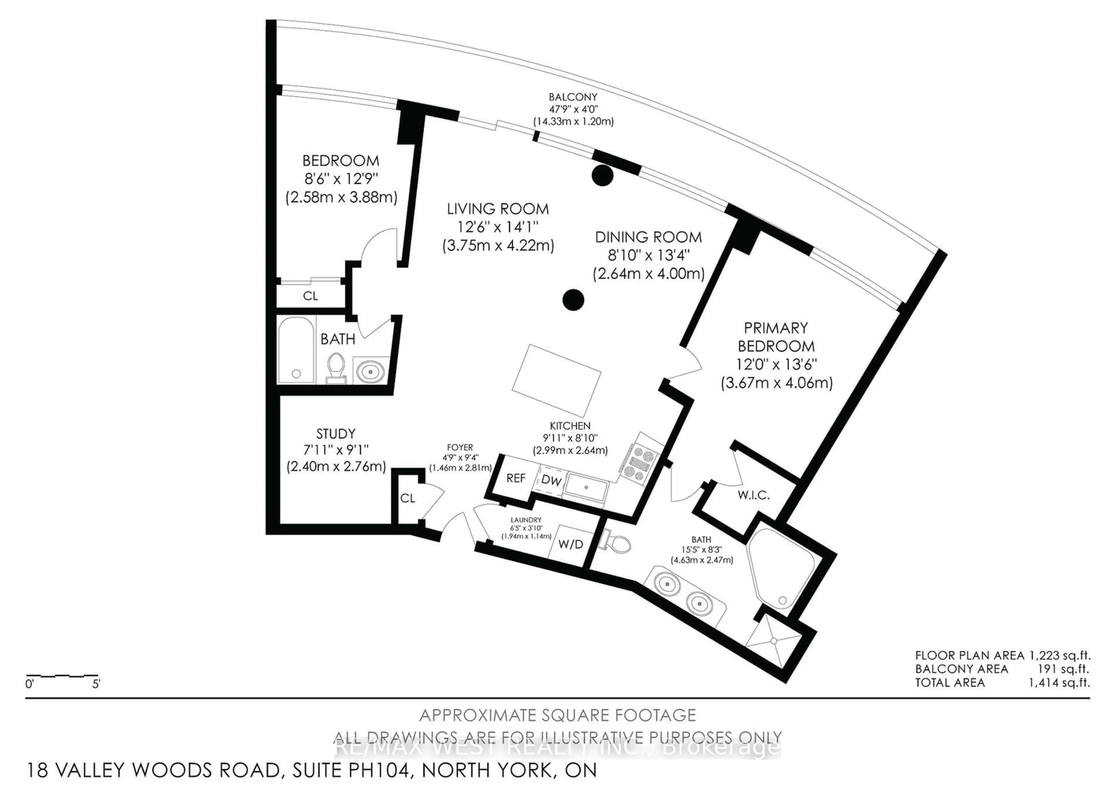 Floor plan for 18 Valley Woods Rd #PH104, Toronto Ontario M3A 0A1