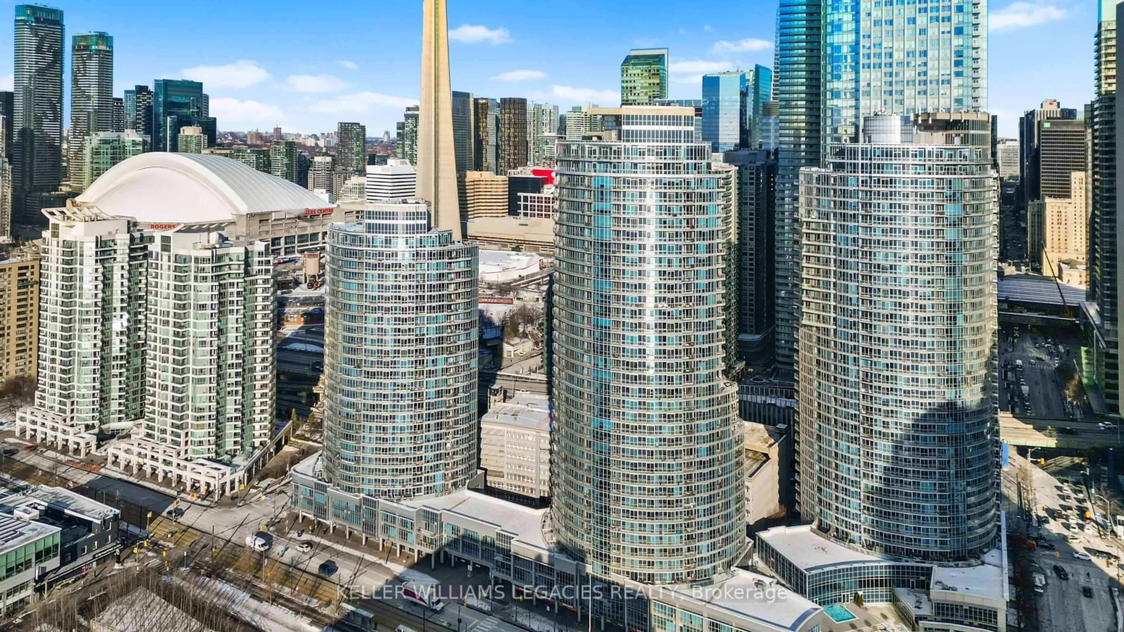 A pic from outside/outdoor area/front of a property/back of a property/a pic from drone, city buildings view from balcony for 8 York St #2210, Toronto Ontario M5J 2Y2